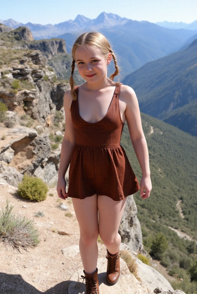 a 18 year old girl with blonde braided hair, nude, perky titts, in public, open legs selfie, portrait, great ass, posing for a crowd of people, people are laughing