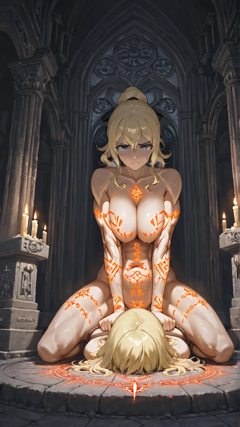 halbet_bc, 1girl, solo, black_clover, mature female, masterpiece, best quality, highres, absurdres, intricate details, highly detailed skin,
cleavage, busty, curvy, soft, squishy, makeup, red lipstick, eyeliner, eye makeup, thick lips, mature female, thick thighs,
very long hair, white hair, jewelry, facing viewer, floating hair, oni_horns, absurdly long hair,
indoors, church,
nsfw, open clothes, (topless), (nude:1.2), nipples, bottomless, partially submerged, looking at viewer, from behind, kneeling,
evil grin, evil smile,
<lora:halbet_v01:0.80>