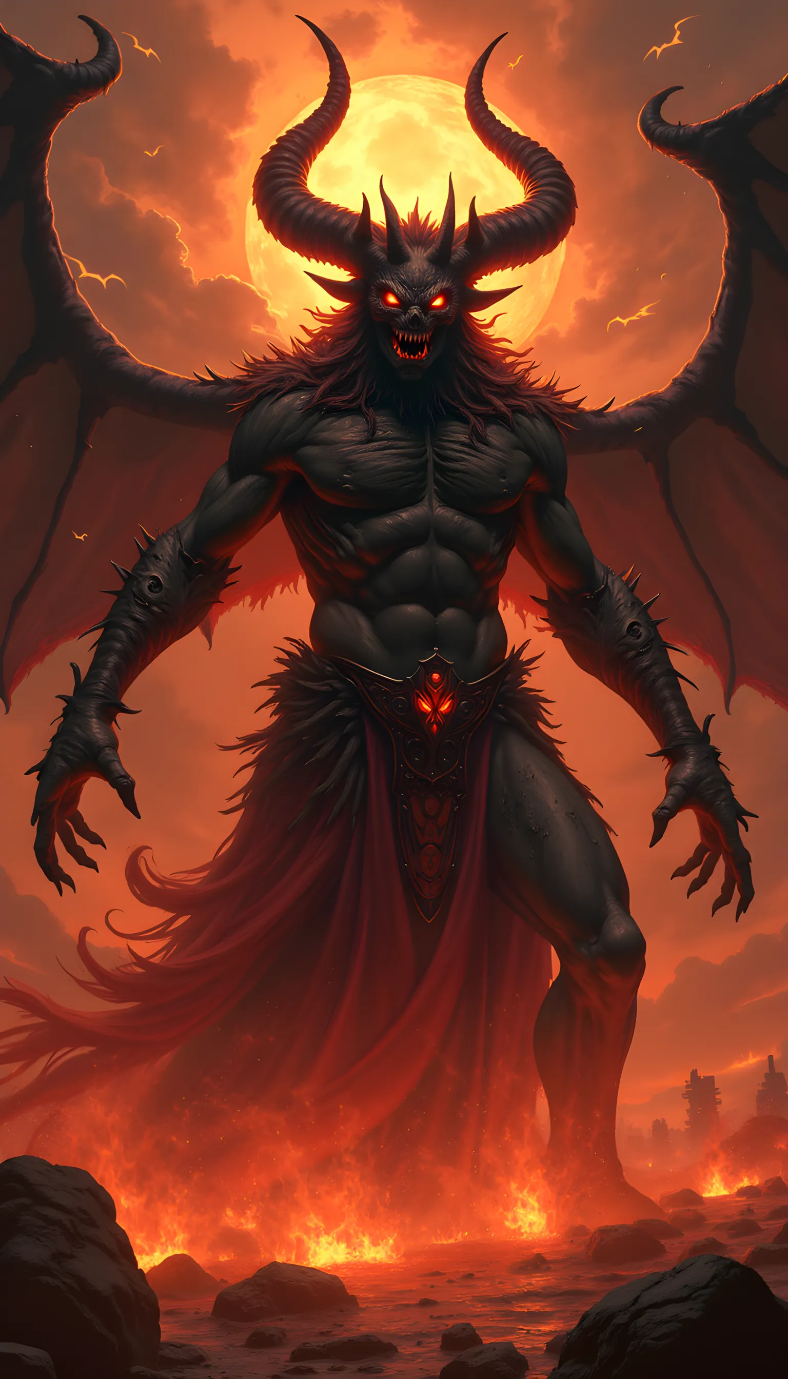 Demonic bird anthro warrior,comic book style, illustration, solo, abs, detailed feathers, ferocious, male, [[badass pose]], nipples, masterpiece, best art, torn clothes, full body, digitigrade, 