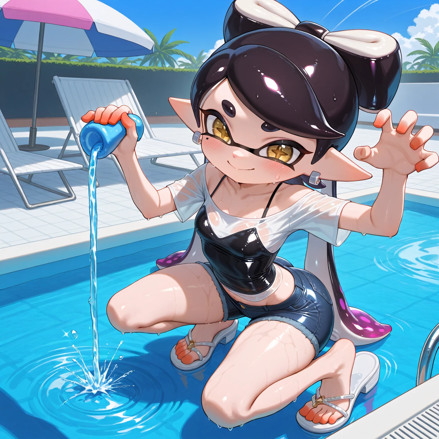 Splatoon、Big Breasts、Pool、Completely naked