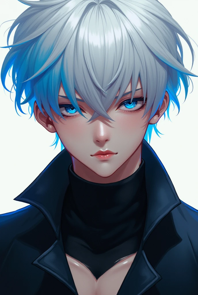high resolution, face, villain, man, enemy, ice, sharp eyes, murderous intent, hostility, evil smile, face balance beautifully, hair paint clean