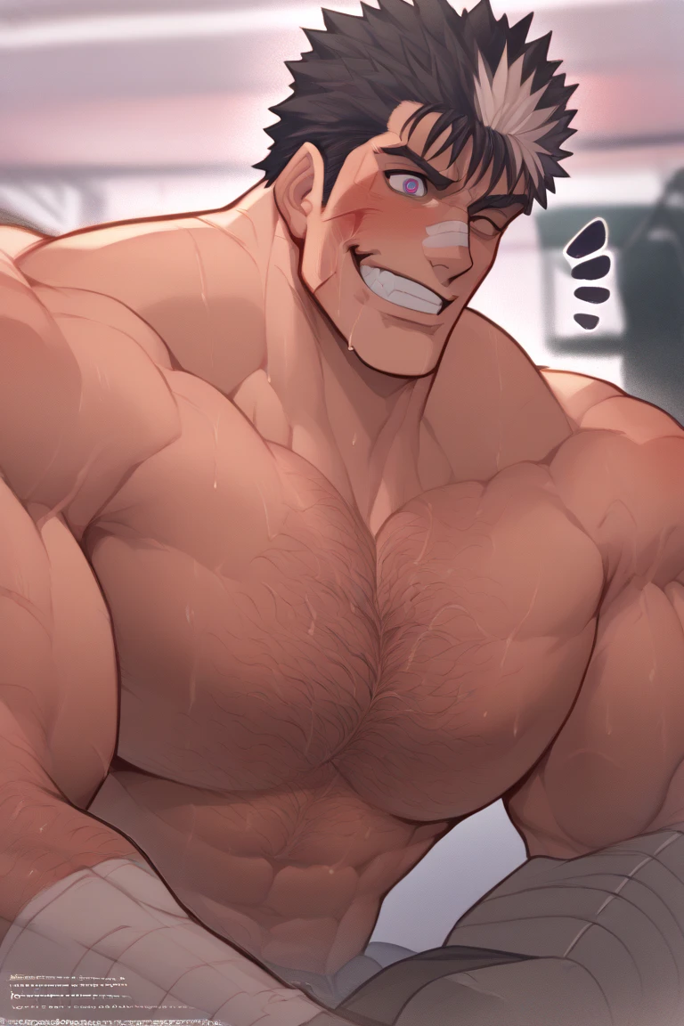 Hirsute hyper muscular hairy Ash Ketchum as an adult from Pokémon hypnotized by a glowing pendulum swaying in front of his stubbled face, flexing his biceps to expose dense hairy armpits in a locker room with other jocks also being hypnotized as they fall deeper into trance as stereotypical big dumb football jocks growing bigger and hairier. Hirsute. Glowing red eyes. Massive Hyper Muscle growth. Massive swollen crotch bulge. Hyper crotch bulge. Sweat. big biceps. Big triceps. Big traps. Broad shoulders. Big meaty pecs. Hyper muscles. Glowing red eyes. Hyper crotch bulge. Massive bulging crotch. Dumber and dumber. Blank and vapid stare with open mouth in trance while saying in a monotone voice, "We must sweat. We will obey. A big dumb jock works out all day. I am a dumb jock.... I obey.... We are dumb jocks.... We obey.... Dumber and dumber.... Yes, Coach.... I'm your player, Coach. Whatever you say.... Dumb jocks must obey.... Flex, ... grow, ... and obey.... Huhuhuhuh.... We are big dumb jocks.... Big ... hairy ... muscles...." Slumped shoulders. Hypnosis. Brainwashing. Hypnotized. Brainwashed. Vapid. Dull. Dimwitted. Meathead. Musclehead. Bigger and dumber jock bro. Assimilation. Transformation into big dumb muscular jock bros. Slumped shoulders. Bulging glutes. Thick stubble. hairy armpits. thick muscular legs. Repeating triggers to be dumber and dumber each time he says them to think and focus only on growing muscle and being the perfect football jock. Dimwit. Dullard. Bro. Stupid. Musclehead. Mass hypnosis. Entranced. Mindless. Brute. glowing pendulum. Bodybuilder. Huge muscles. Sweaty. Mouth open. panting. Entranced. Thick body hair all over.
