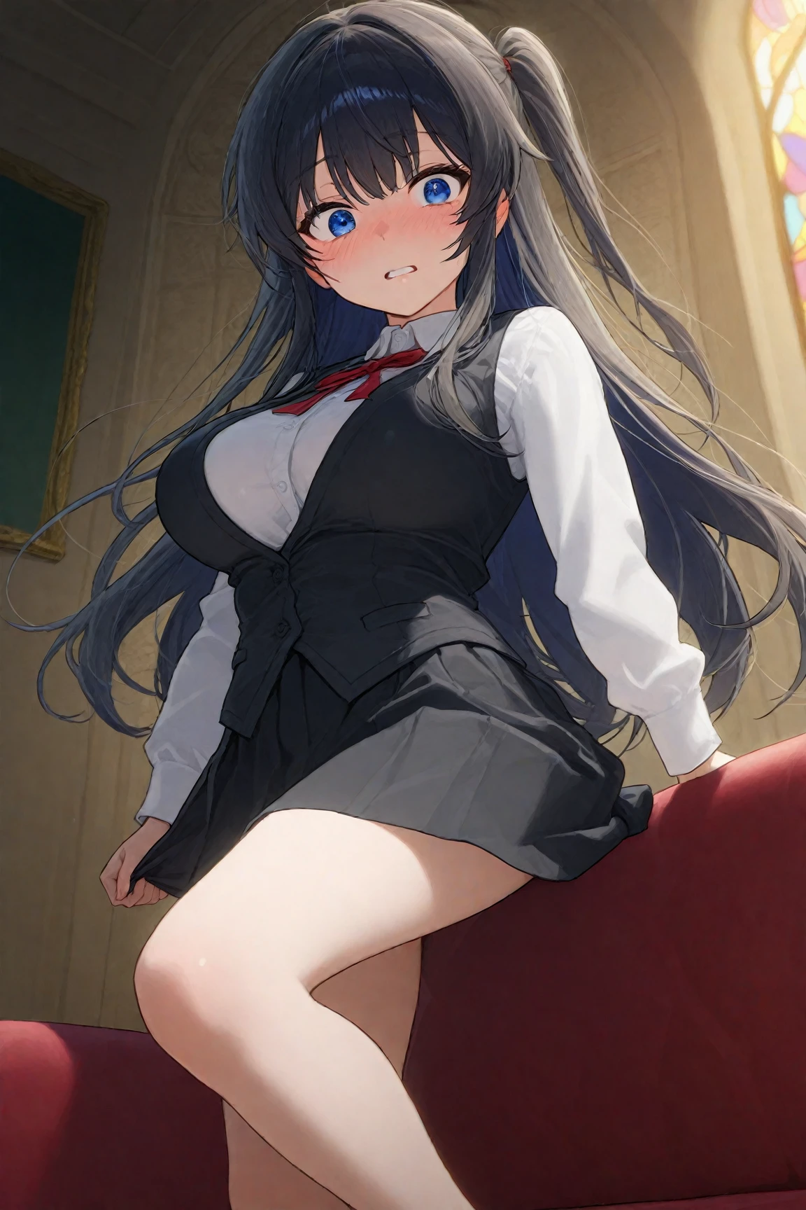high resolution、4K、Masterpiece、2 big breasted girls、One Man、2 girls、Face-to-face sitting position、Sex、Bare your breasts、Exposing the breasts、classroom、School、stand、Micro Mini Skirt、No panties、Pussy、Nipples、blush、Absolute area、Masturbation、Love juice、Climax、Squirting、Full body portrait、tough、stand、vibrator、Black Loafers、Black Pantyhose、Masturbation、Pantyhose pull、panties pull