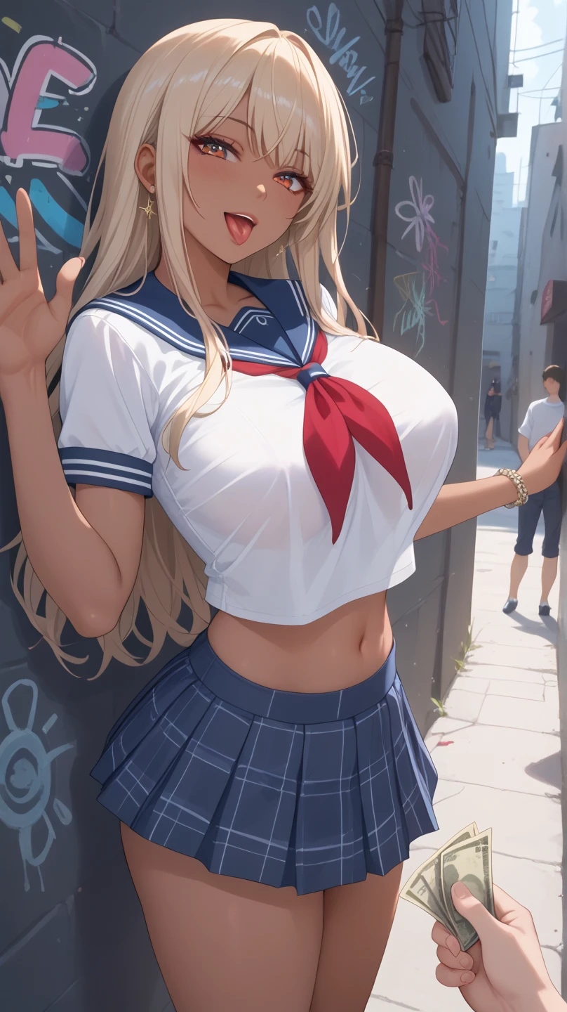 (((Uniform torn and nipples exposed)))、(((((straddle a man and have sex with him and make him ejaculate)))))、Nipples protruding from the bra、((((feel shy))))、((a blond))、beautiful Girl、Large beautiful breasts、cleavage of the breast、A slender、オマンコ、(((((痴女)))))、((((cum shots))))、((((covered in cum))))、((((facial cum shot))))、((Inside the bustling city))、((smil))