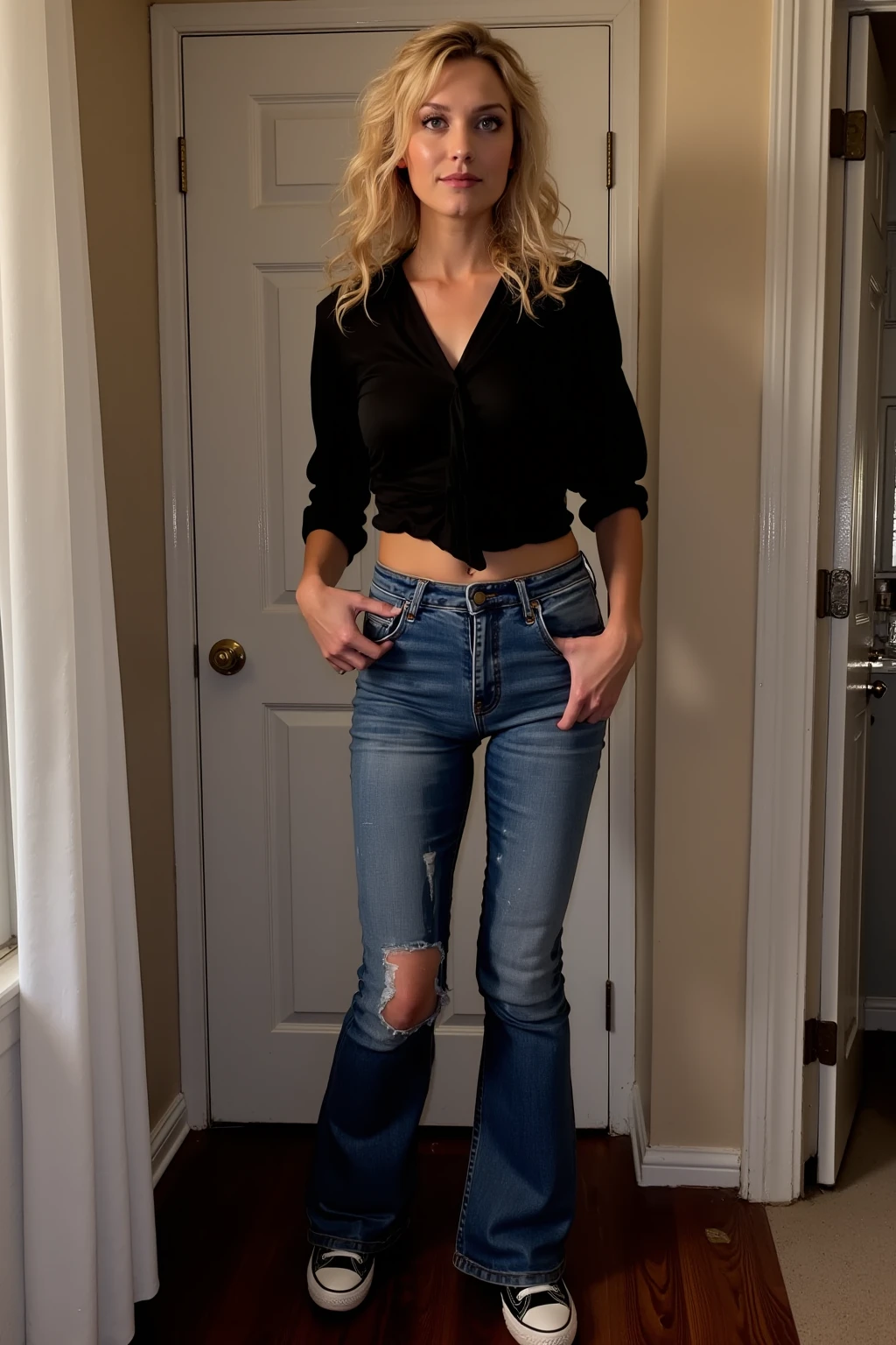 Sabrina Carpenter, designer clothes, cleavage, new york apartment
