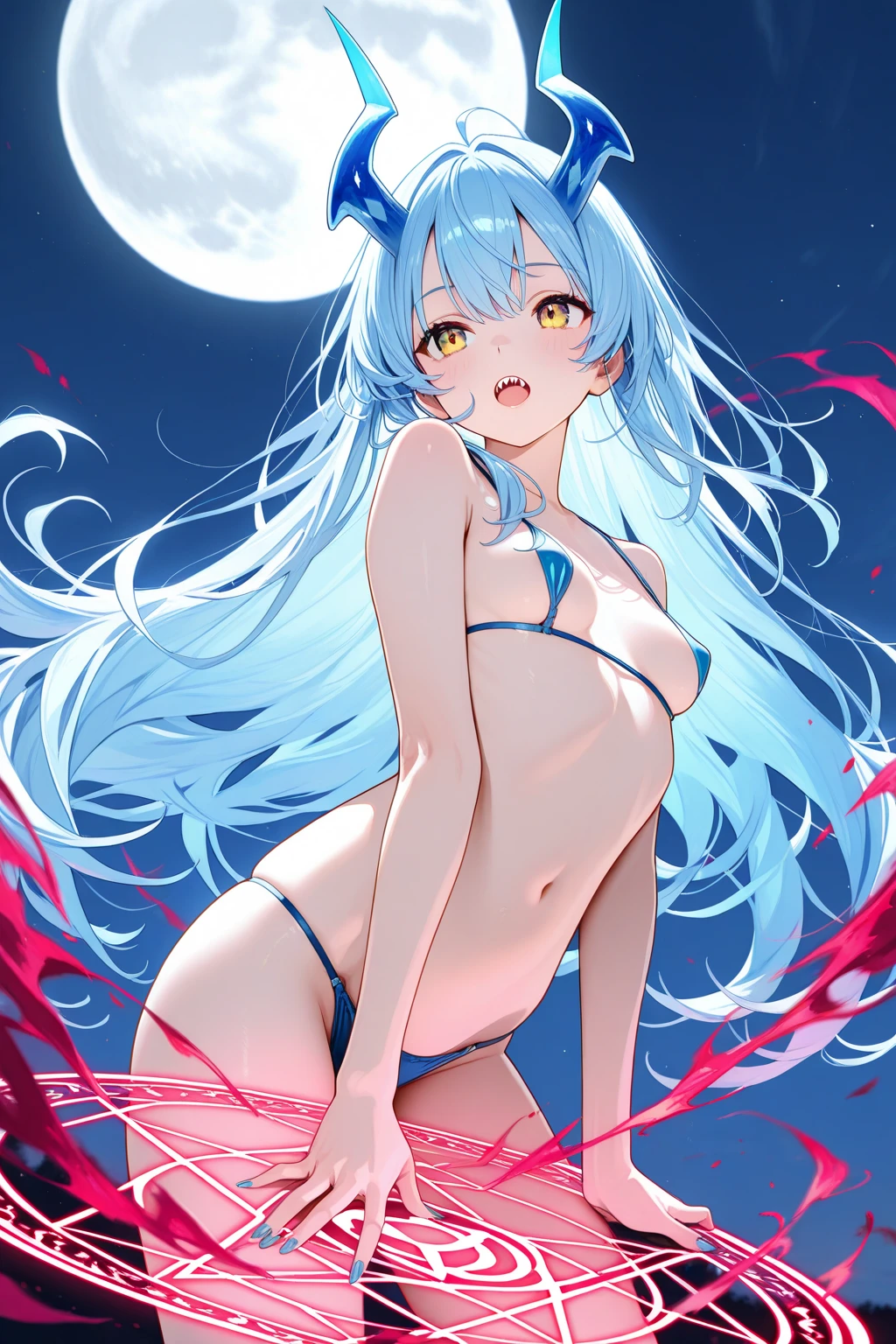 (1 girl),(high quality), (High resolution), (extremely detailed), (8K),(focus on lower body),(CG)、goddess of the sea、goddess outfit、transparent costume、blue dress、Magic Mentor、sexy panties、(black knee high stockings:1.2)、nipple shape、No shoes、neutral white lighting,sexy pose、showing panties、Hatsune Miku、Turning your back and sticking out your butt、fantasy world