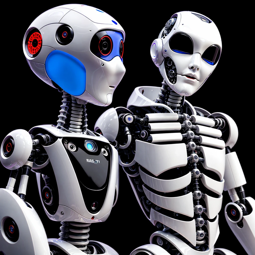 top-quality、masterpiece、超A high resolution、(Photorealsitic:1.4)、Raw photo、女の子1人、Black hair、((Below the neck an all-mechanical skeleton with no skin:1.4))、(((Colorless transparent latex with glamorous female shape covering the body of the machine:1.4)))、((Large transparent resin nipples:1.4))、((super realistic details))、portlate、globalillumination、Shadow、octan render、8K picture quality、ultrasharp、((All mechanical metals are mirrored silver plated.:1.4))、Details of complex ornamentechanical skeleton、Vascular in the tube、highly intricate detail、Realistic light、CGSoation Trends、a purple eye、radiant eyeacing the camera、neon details、Limbs of the machine、Mechanical vertebrae、Mechanical neck、sitting on、Wires and cables connecting to the head、Gundam、Small LED lamp、(Purple lighting from behind:1.2)、