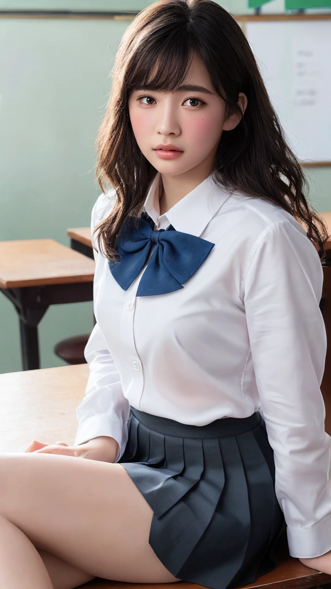 neat college girl、petite person、Outside the field、(Slimed、small tit、flat boobs、small tit)、Photorealsitic、detaileds, Skin Texture, ultra-detailliert、Delicate and sexy collarbone、A smile、Super Detailed Face、Detailed lips、A detailed eye、二重まぶた、sexy pose、((is standing、Schoolgirl Uniform、Sheer white shirt、Navy blue ribbon at the collar、Dark blue pleated micro mini、pull down your pants with both hands,,,,))、NSFW、buttocks visible