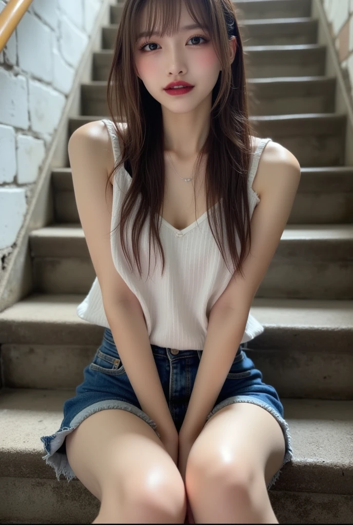 highest quality photos, ((round face)), film skin, (correct limbs), woman, blush, (look down), compensate, orgasm face, necklace, climbing, spread legs, raise your legs, masturbation, Many machines, sealing, long hair up, 