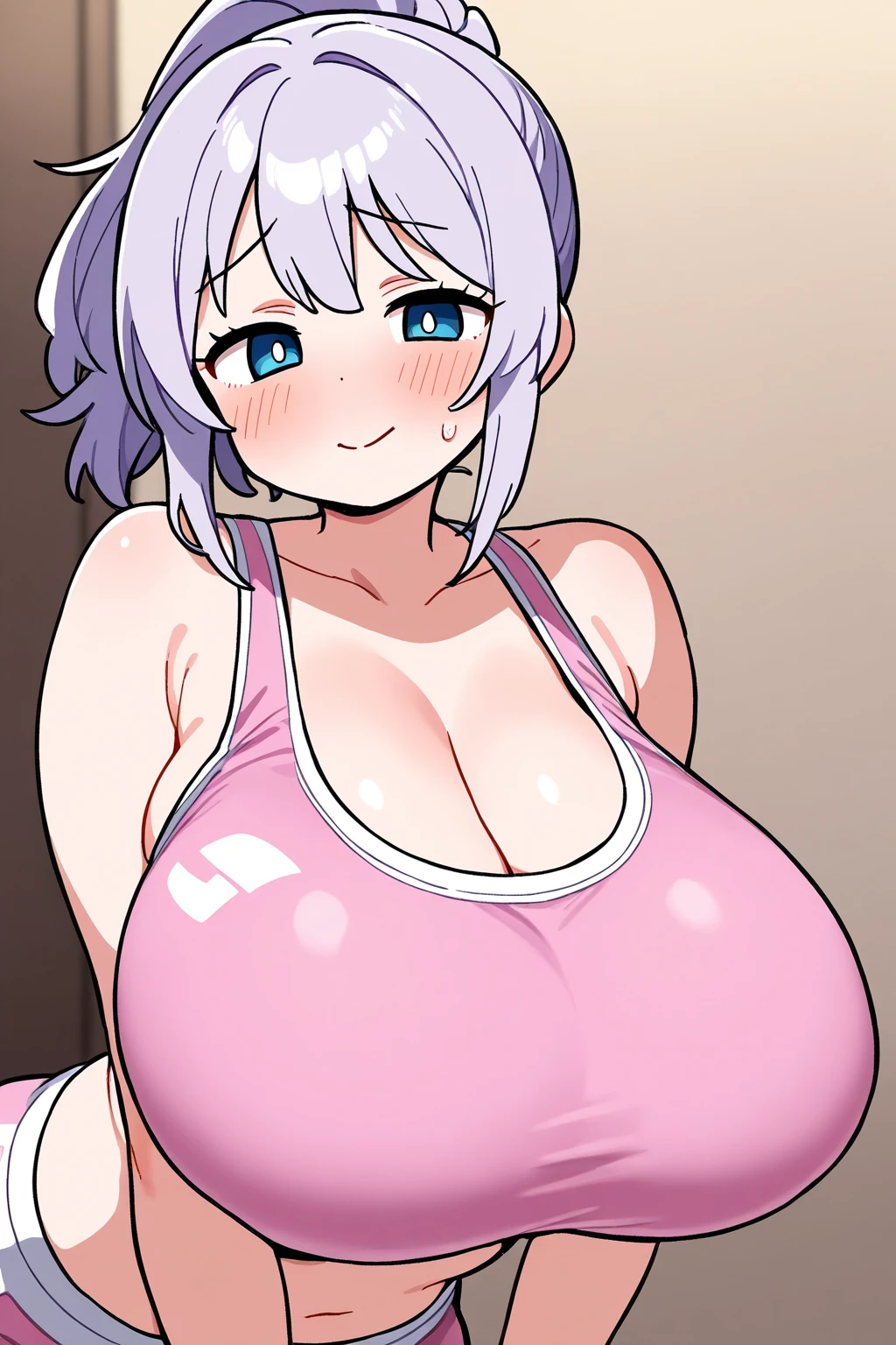 Pregnant women,Pregnant belly,Multiple births,Swimwear,Big Breasts,Large bust,Purple and white hair,Hair Gradient,Short twin tails
