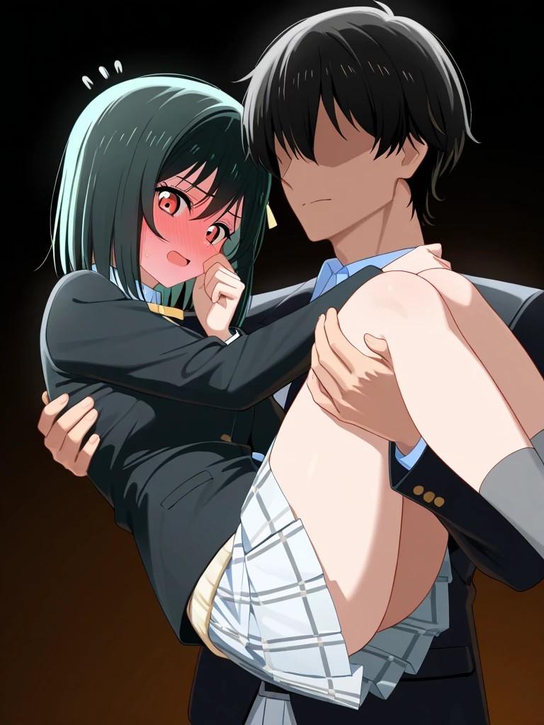 Front 1.woman, Glasses Open Mouth Eye Highlights Detailed Eyes Blush Short Hair, Small breasts,Black Hair, hospital cute high quality nude perfect hands black eyes perfect arms perfect fingers perfect anatomy rope around her crotch hands behind her back, Wrists tied behind the back, walk