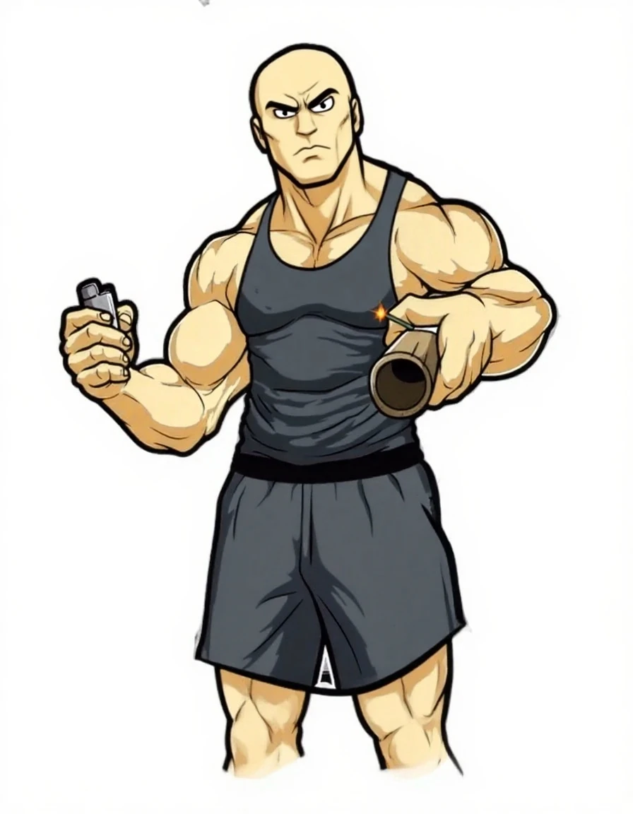 Masculine Asian Men carry Shovel, he carrying a shovel, his not using any clothes, only wear trunks underwear, He showing off his body without same, Full body portrait from head to toe, Full body masterpiece, Comic Artstyle, Detailed.