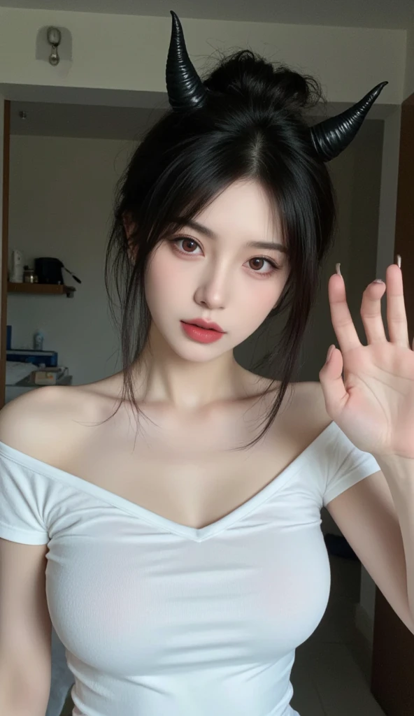 hdr， （8K， RAW photos， best qualtiy， tmasterpiece：1.2）， （realisticlying， photo-realistic：1.8）， ultra - detailed， （highdetailskin：1.2）， perfect soft lighting， high high quality， filmgrain， 1girll， Medium to long hair， dynamicposes， ssmile， looking at viewert， asiagirl， ChineseGirl， eyeslashes， eye shadows，