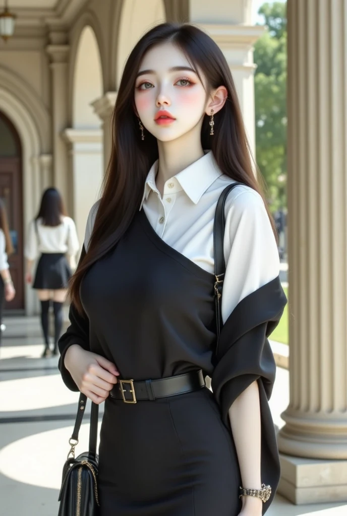 Best quality,masterpiece,ultra high res,(photorealistic:1.4),raw photo,(slender legs)(beautiful hands)(normal body shape),dynamic pose,1girl,solo,school uniform,in the dark,deep shadow,low key,cold light 12000K,