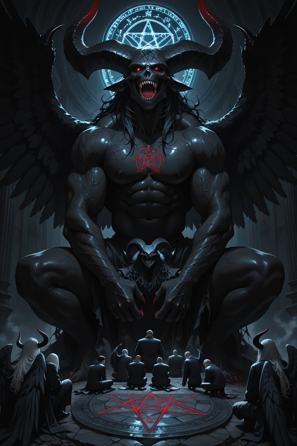 (best quality,4k,8k,highres,masterpiece:1.2),ultra-detailed,realistic:1.37,epic art,colorful scary angel,(Apterus:1.5),oil painting,angry eyes,dark wings,vibrant colors,mysterious background,heavenly atmosphere,glowing halo,intense emotions,expressive brushstrokes,haunting presence,ethereal beauty,foreboding shadows,ominous lighting,dramatic composition,demonic features,sharp and detailed feathers,distinctive textures,contrast between light and dark,awe-inspiring,otherworldly,divine,fantasy theme,mythological creature,impressive wingspan,dynamic pose,ominous clouds,fallen angel,intricate details,captivating,unforgettable,visually stunning