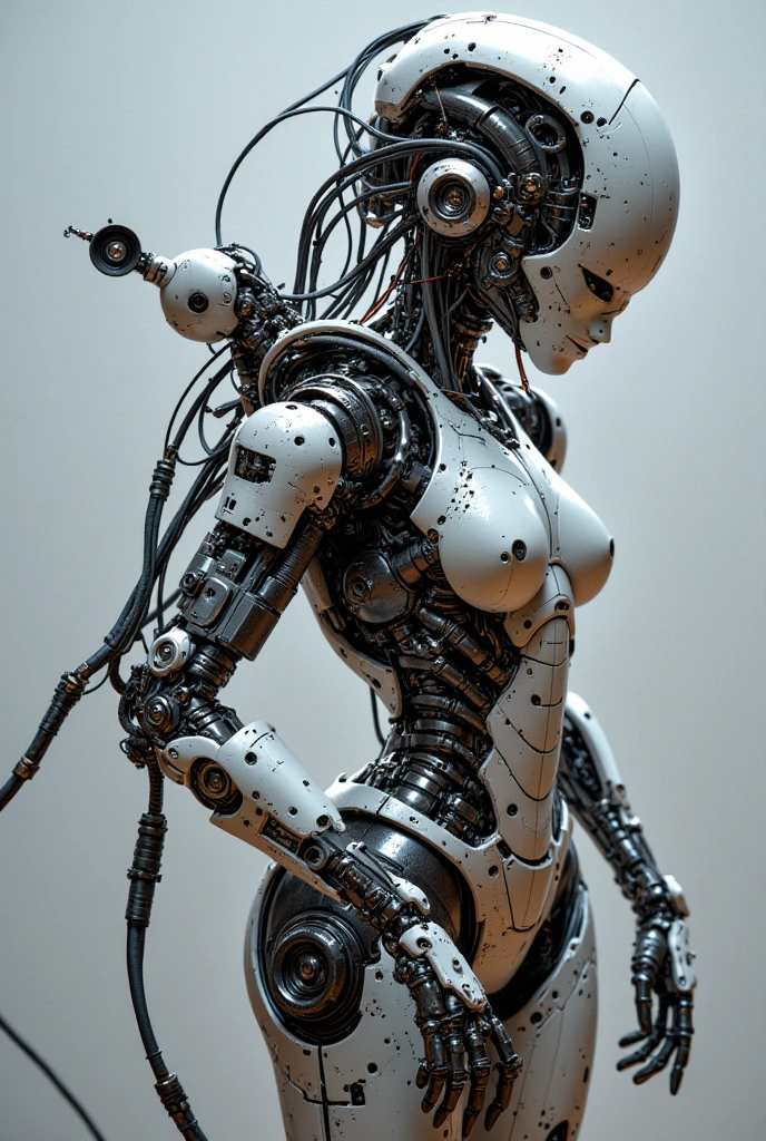 Mechanical prosthetics,The human body,Human head,Human skin,mechanically aesthetic,Mechanical symmetry,big breasts beautiful,ellegance ,classical,