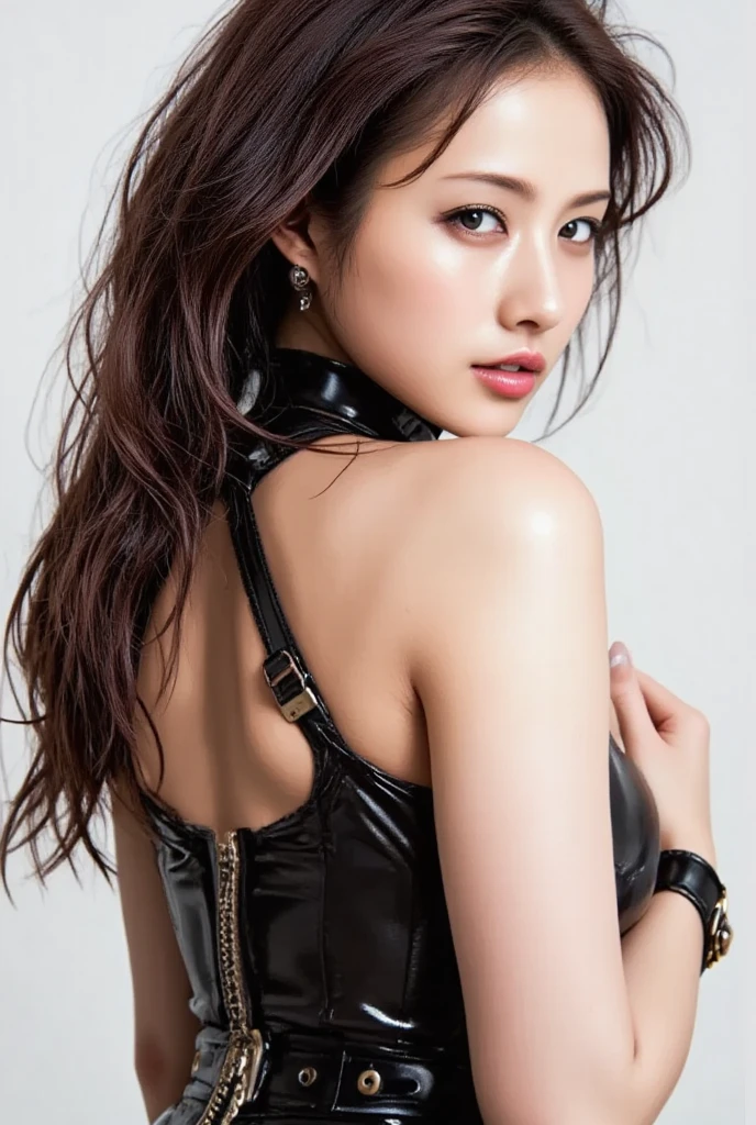 (nsfw), masterpiece, Best Quality, Realistic, Futuristic fashion art,
BREAK
beautiful young woman, ig model, render of april, (wide angle, all body shot, standing:1.6),
BREAK
bold exposure, (ultra slim waist, firm medium breasts, medium buttocks, beautiful sexy legs:1.2), cameltoe, exuding a sculptural beauty, White and beautiful Silky skin, thin and beautiful neck, small head,
BREAK
(White and black military print bodysuit: 1.3), (Sleek black leather belt with futuristic metallic buckle: 1.2), (Low-rise black leather shorts with zipper accents: 1.4), urban vibes, (Sheer black mesh bomber jacket with white and black military patches: 1.4), (Chunky black combat boots with silver hardware: 1.5), fierce and bold, (Black fingerless gloves with white LED lights: 1.3), high-tech accessories, (White and black camouflage print bucket hat: 1.3), (Oversized black sunglasses with reflective lenses: 1.2), edgy attitude, (White and black military print backpack with multiple compartments: 1.4), functionality meets style, (Sleek high ponytail with black and white ribbon accents: 1.3), futuristic hairstyle, (Graphic black and white eyeliner for dramatic eyes: 1.4), striking makeup, (Confident stride with a hint of rebellion: 1.5), embodying the essence of future street-chic fashion,
(in a concrete, fog, mist, Realistic black Shadow) , small head, Detailed face, cute and Pretty slim face, happy, Duck mouth, perfect beautiful Tooth, arranged gray hair, blue eyes, shiny eyes, looking viewer,