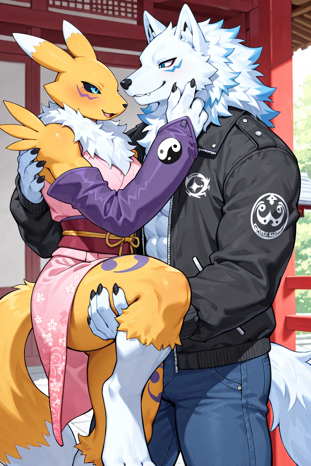 (tmasterpiece: 1,3), (2D: 1,0), (anime big breast: 1,0), (illustration: 1,0). close up of a 16 year old male wolf bent over against at a wall by another 16 year old male wolf, bent over, Bending over, hands on wall, hands on waist, Close, embrace, humping ass, penetrating butt, lovemaking, Penetration, standing, Standing behind, Behind, one behind the other, From behind, upload on e621, erected , The erection, big genitals, 16 years old, small, Red eyes, (Masterpiece:1.2),(Anatomically correct:1.1), Shota, Shota boy, Boy, High quality:1.3, 2 arms, 2 legs, 1 tail, Open mouth, Closed eyes, Looking up, Blushing, how to, cum shots, Erotic, hindquarters, Plump ass, Night, Wooden hut, stars, Falling leaves, Green trees, Wind, bushes, River, Low saturation, simple color palette