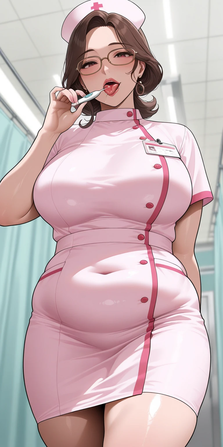 anime_still, masterpiece, best quality, 1girl, Gasai Yuno,large breasts, red eyes, (hospital gown:1.5), Psychiatric hospital, insane, ((padded room)), asylum,