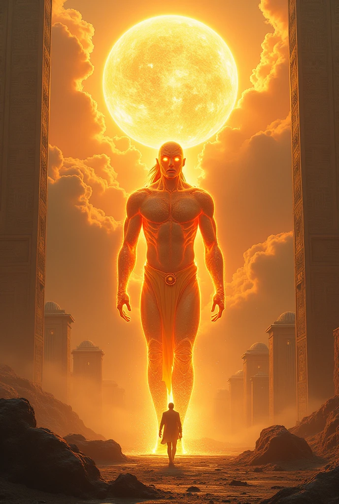 The genie, glowing with power, says to the farmer, "I will grant you three wishes."