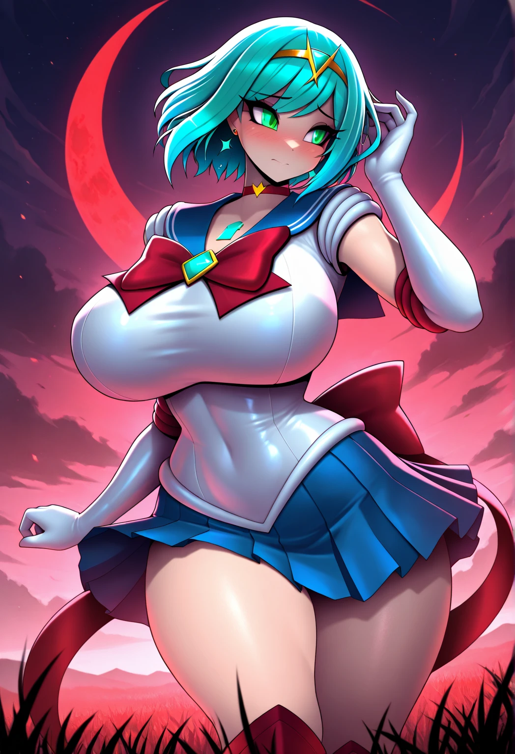 anime girl, anime traits, pink haired girl, girl in magic warrior outfit, sensual girl, sexly, woman is kneeling on the floor, plain color background for cutting, Girl kneeling on the floor, Magical warrior outfits in the style of Final Fantasy X characters, garota sexly, big boobies, decote sexly, sailor moon style clothes, rosy cheeks,