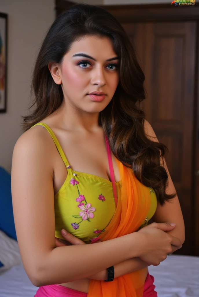 cinematic extreme closeup photo of naked Nayanthara, curvy, hourglass figure, swooping breasts, deep cleavage, open arms, sexy armpits, seducing in grocery store, ponytail, necklace, nipples, sultry, seductive, look at viewer, UHD, f10, dslr photo, photorealistic art by midjourney and greg rutkowski, 8k, 