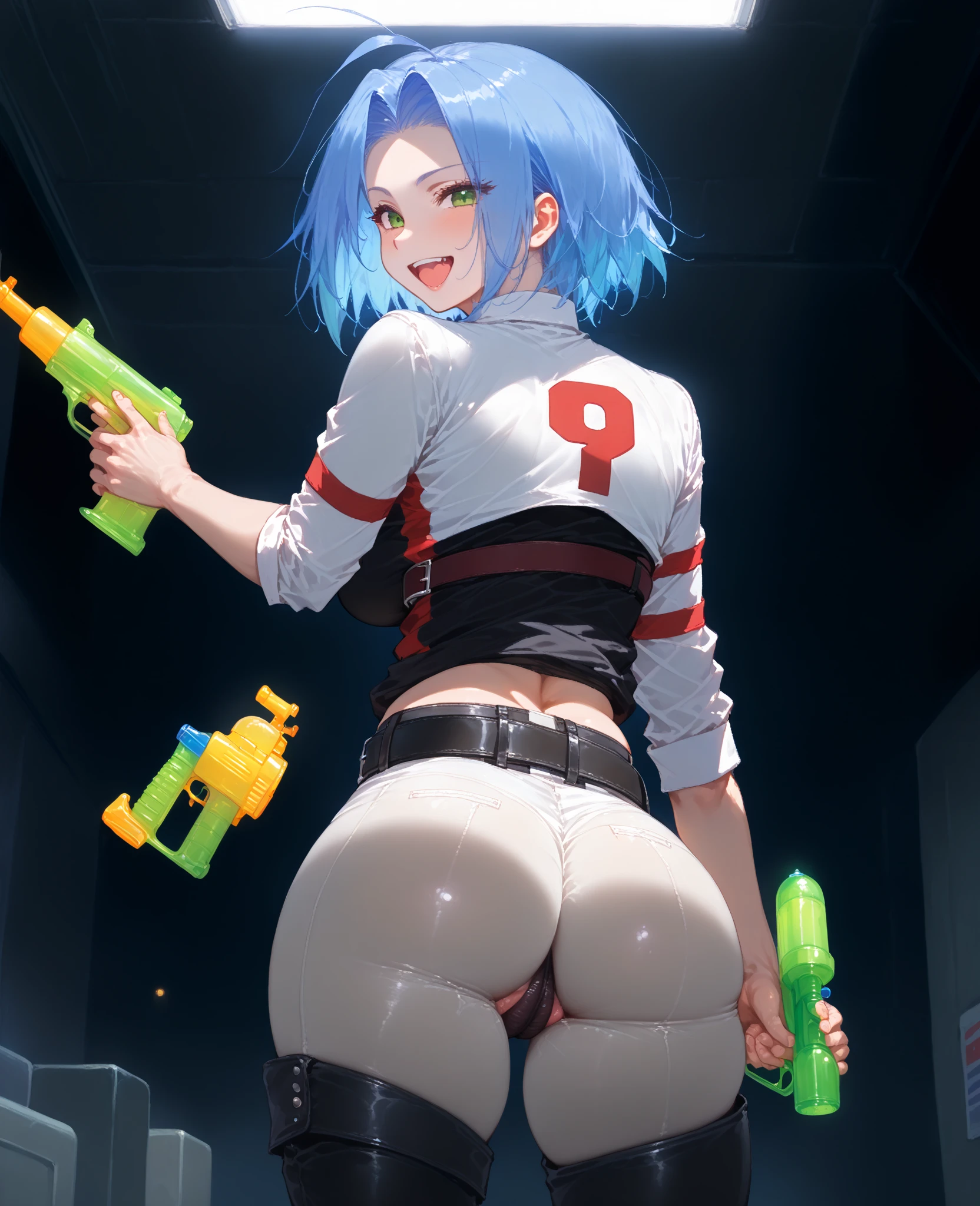 Intricate details: "((a sexy animated lady poses in revealing translucent clothes while in fire-lit fantasy setting, firm breasts, 1girl 18 years old, 100% see through all clothes, animal ears, short hair, see through panties, flat stomach, black panties, 100% see through all underwear, cat ears, looking at viewer, thighhighs, cleavage, perfect girl body, perfect girl figure, blue hair, string panties, 70% nude, random low angle))"