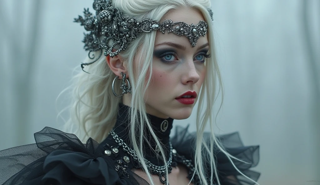 photo of lady death from the comic book, , full body, wide angle shot, 8K, realistic image