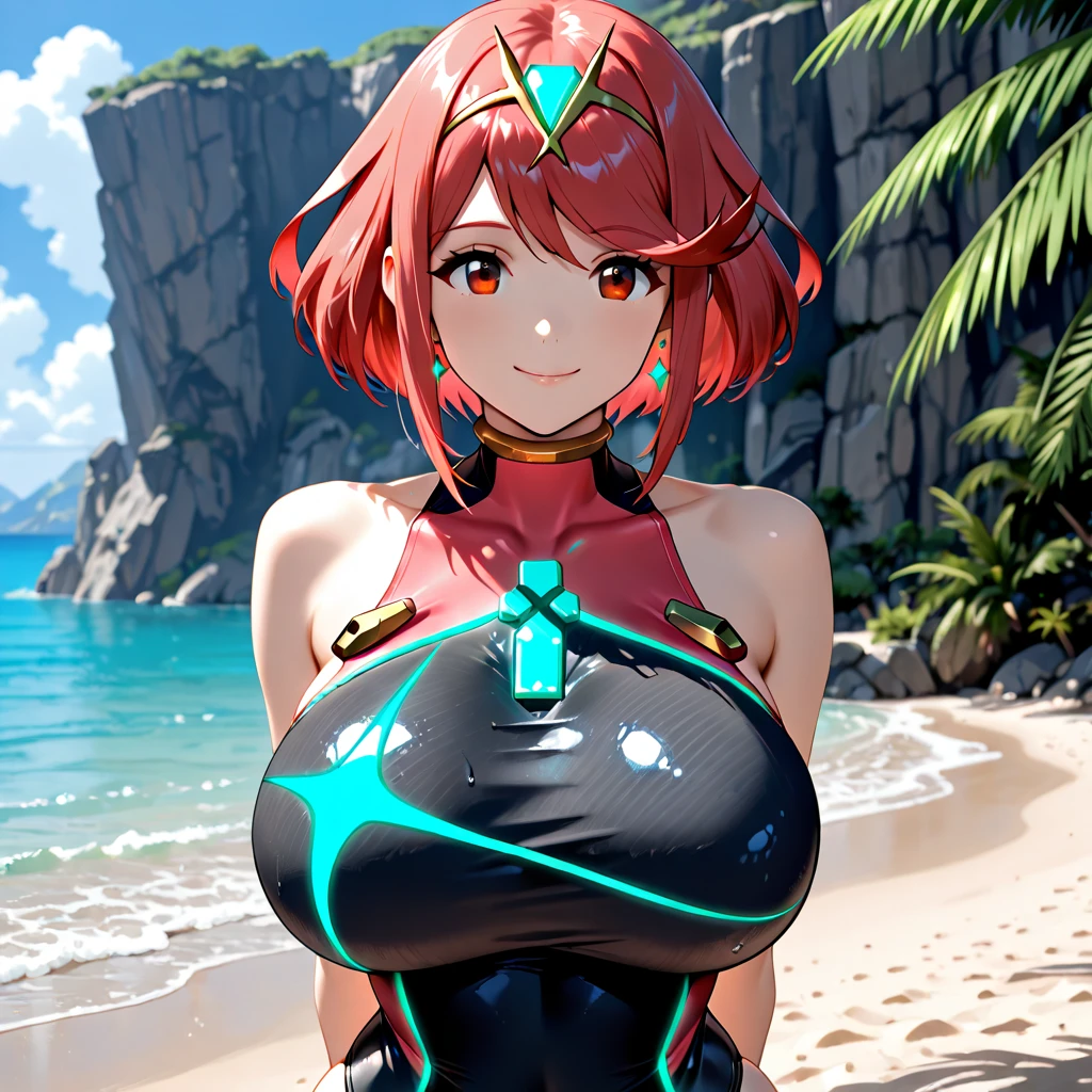 ((best quality, Masterpiece, perfect anatomy, Detailed pictures)), 1 female, arctic protogen, shark girl, Long visor, purple visor, purple eyes, sexy body, Big Pong, big breasts, Future military clothing, Shark tail, red red, shy, in the sea, front view, Bust 82, Waist 56, Thigh 83