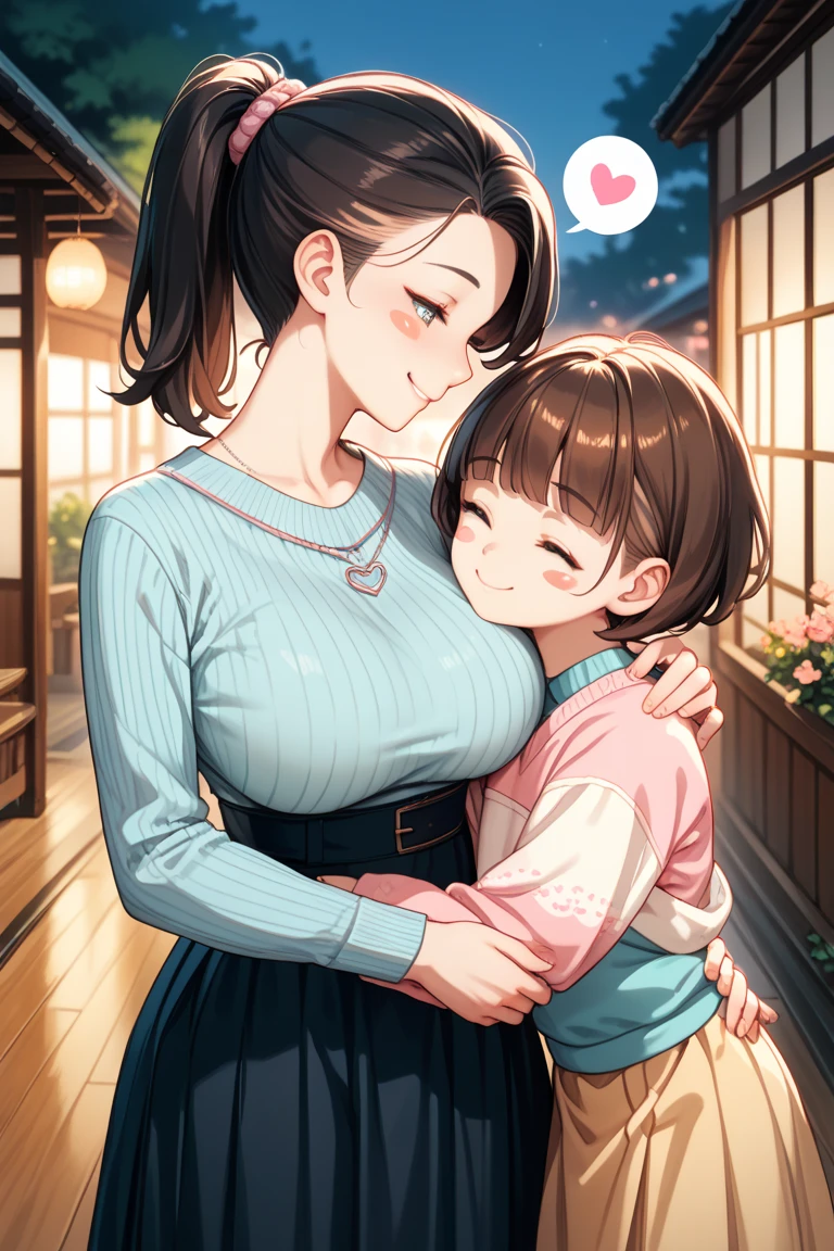 score_9, score_8_up, score_7_up, source_anime, 1boy, 1girl, mature female, mother and son, ???, hug, kissing, date night, romantic, slutty, girl of 18 years old