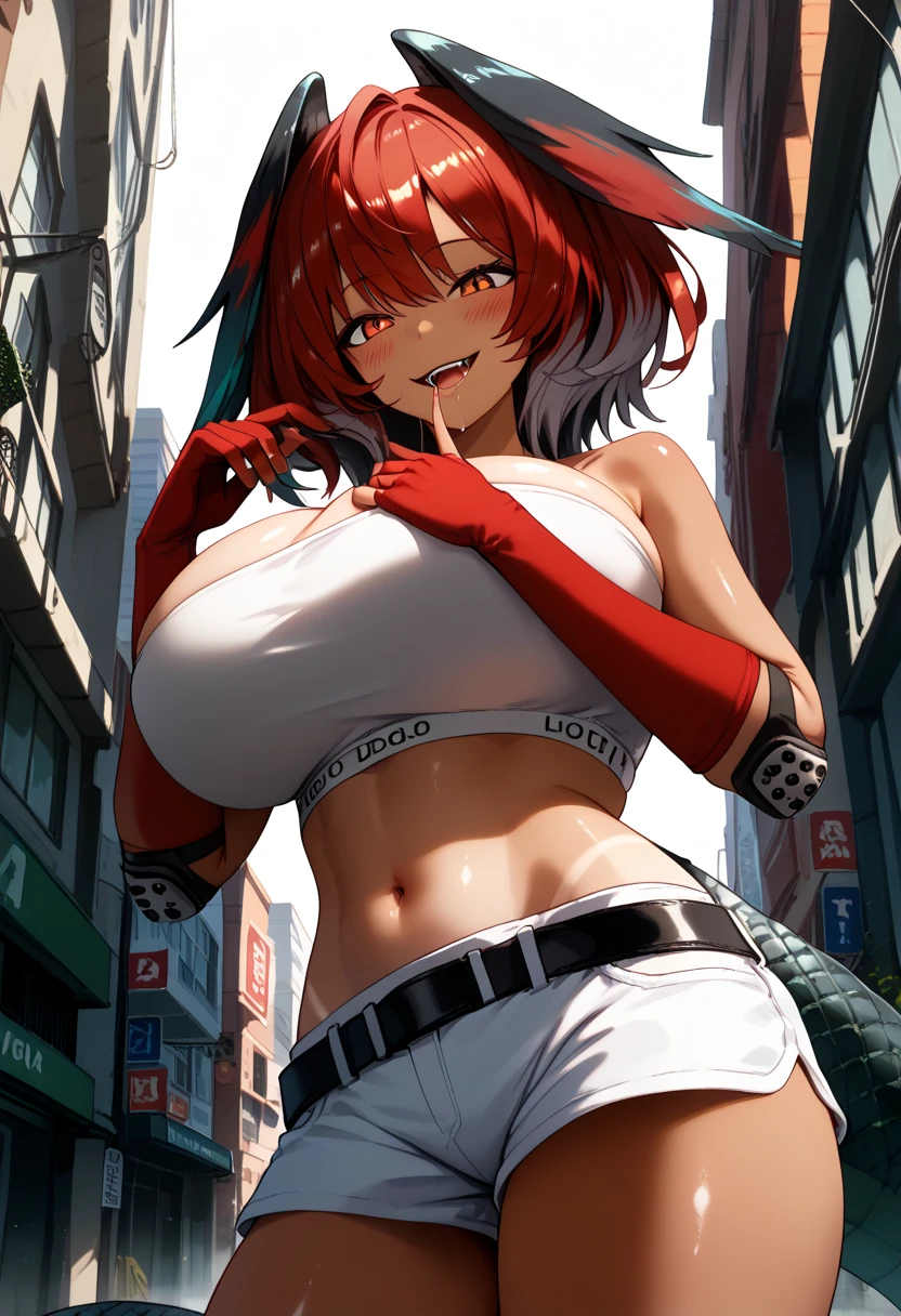 1girl, W \(arknights\), arknights \\\\\ masterpiece, best quality, very aesthetic, absurdres, newest \\\\\\ slim body,///// ,by nyantcha,cutesexyrobutts , by khyle,,////// ,,solo,, , ,,detailed face, , ,, , , , , beautiful face, (white background:1.2), , sexy, , orange eyes, , , rating:nsfw,(bikini:1.2), red bikini,big tits,),  in the center of the frame, to tight swimsuit,short hair, highleg bikini, side-tie bikini , polca-dot, rough sketch