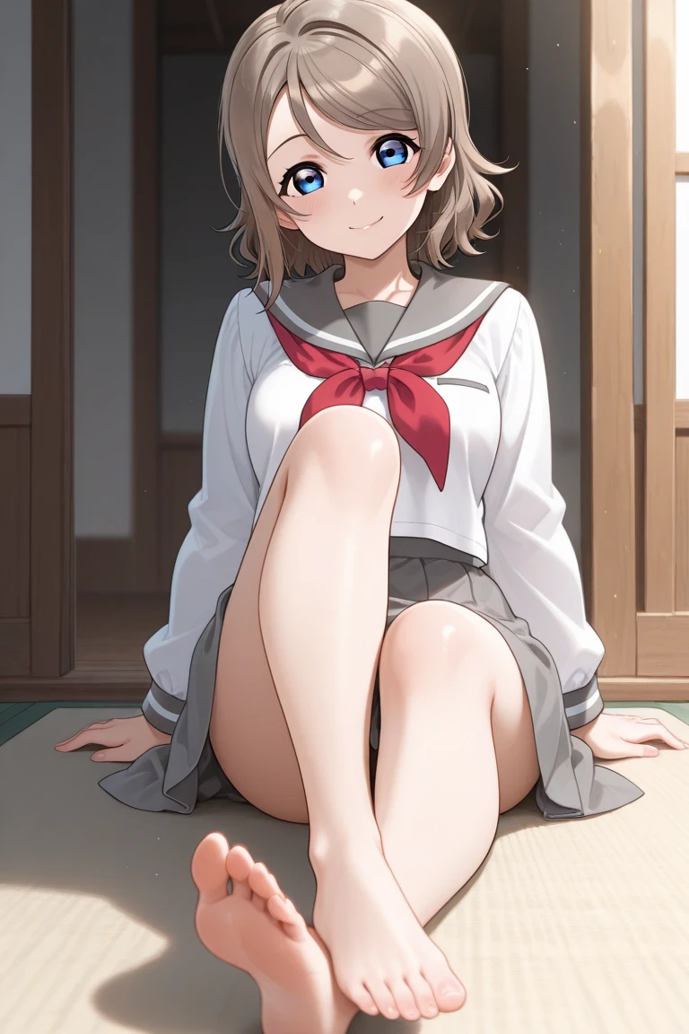 Anime girl with cat ears and pink skirt posing for a photo, she has dark hair with long braids, dwarf girl, grey eyes, bottom view, blushed, no panties, I see your pussy, lying on the wooden floor, spread and raised her legs, legs raised up, small pussy, close-up, spreads pussy with hand, She is satisfied, tight pussy, tight pussy