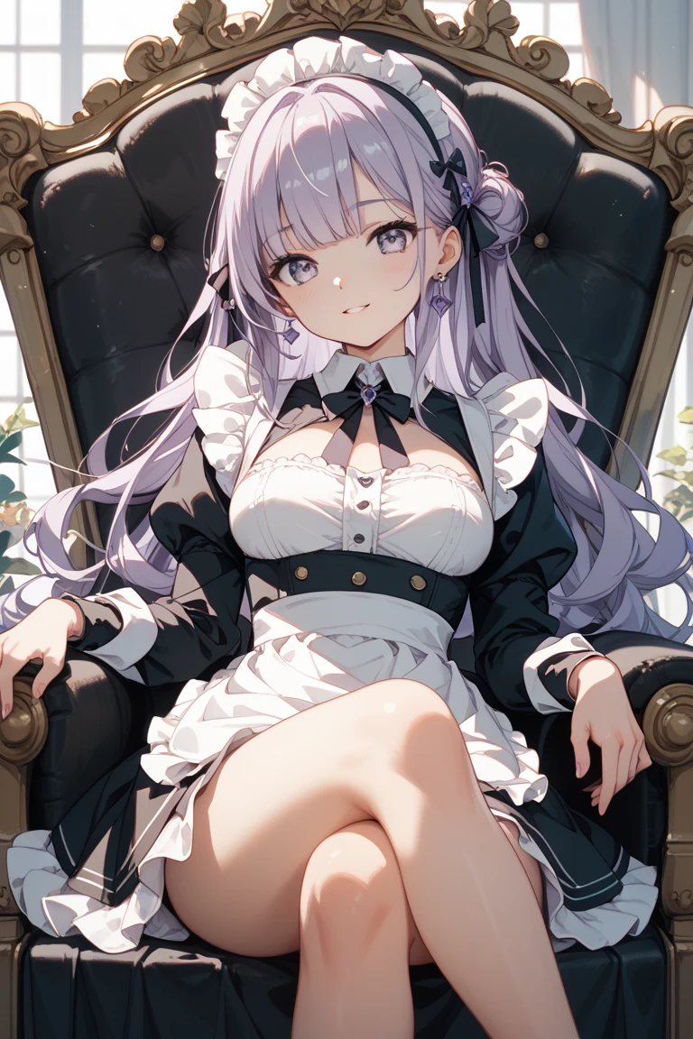 ((masterpiece)), (best quality), (highly detailed), (ultra quality), (8k wallpaper), (nice hands), (perfect hands), ((perfect anatomy)), shiny skin, Depth of field, pastel colors, kawaii, cute colors, beautiful small face, (clear face), (ultra-detailed), extremely, delicate and beautiful skin, detailed shiny hair BREAK 1girl, elf girl, pink cheek, purple hair, (very long hair), (one side up:1.2), purple eyes, (large breasts, cleavage:1.1), princess tiara, wearing Princess Dress, zettairyouiki, knee high tights with white garter belt, miniskirt BREAK arms down, at royal garden background, tea time, tea party, round table, teacup, chair, light smile, open mouth, light leaks, light particles, rim light, cowboy shot, mioha, more_details:0.5
