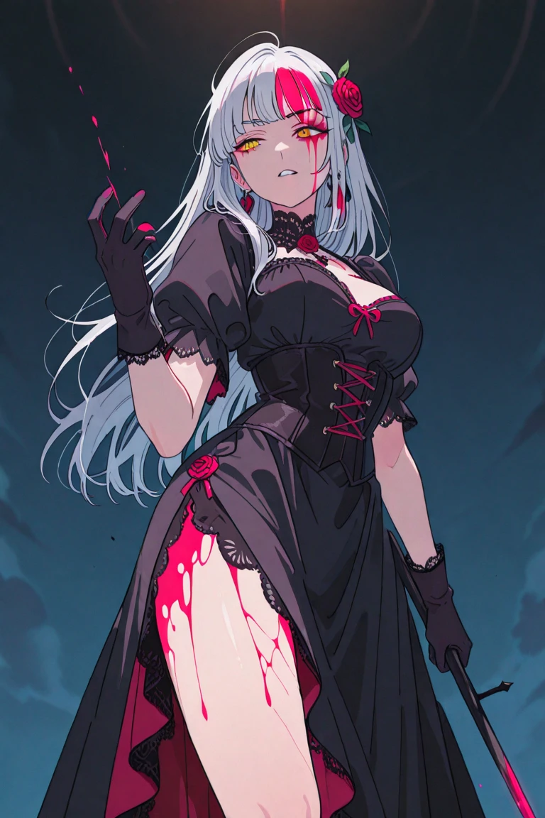 光死んだ腐ったBloodに飢えた邪悪なzombie, Girl Venom, 黒い共to be bornto be born物が付着している, Bloodまみれの, Evil look, Psychopathic, Torn clothes, Torn Costume, sexy, reveal, Combat Stance, Very detailed, Vibrant appearance, Creative Action, Very detailed, Imaginative, Sensual, Voluntary, all breasts, sexy, reveal, Highest quality, skinの質感, Intricate details, (Highest quality, masterpiece, 超High resolution), (8k wallpaper, High resolution, High resolution, to be born), (credibility: 1.4), (whole bodyショット), One Girl, ((Anime Girls)),,(Bloodしぶき:1.6), ((Fantasy Witch Costume)), ((Flowing white hair)), ,(Bloodしぶき:1.6),Female curves, Large Breasts, Thick thighs, sexyな平らなお腹, 完璧なhand, 完璧なアニメのface, ((dark lolita dress)), Are standing, ((邪悪な笑face)), ,(Bloodしぶき:1.6),Victorian cities, gaslight, Steam circulates, Moonlight Illumination, night間照明, A sky filled with stars and galaxies,(Bloodしぶき:1.6),アニメzombie魔女デザイン, ねじれた笑face、Bloodまみれの、頭からの出Blood、Bloodしぶき、,(Bloodしぶき:1.6),Crossbones, skull, Streetwear Design, protector, Horror Style, Full Design, Huge breasts, Very detailed, Realistic, Dark fantasy, Gloomy atmosphere, Intricate details, Crazy Smile, 狂ったeye, A cute and stylish hair band,(masterpiece:1.2, Highest quality), Scary atmosphere、Distorted facial expressions、Horror Art、Bloodの雨、Bloodを流す、Bloodしぶき,(Bloodしぶき:1.6),悪魔のeye、greenいeye、scar、火scar、whole body、Torn hair of a woman dressed in slave clothing、(Long Hair)、(eyeにかかる長さの前髪)、Black Hair、(((eyeの下のクマ)))、green白いskin、Feeling unwell、Pathological、邪悪な笑face、狂ったeye、(Grin)Dramatic makeup,Create mixed media art、,Horror 1 Girl, Open_mouth, , green_eye, Blood, Tilt_red_skin, Injury, Blood_In addition_face, Bandaged_arm, Blood_In addition_zombie, Blood_In addition_hand , Open your eyelids wide, The trend is all, mouthを大きくOpen, mouthを開けてteethをむき出しにする,獣のような鋭いteeth, Wide lips, 非常に広いmouth, Vermilion cheeks, blonde, ,(Bloodしぶき:1.6),Princess Cut, Ribbon hair ornament, brooch, Otaku Room, Well-built body, Nice body, Ample breasts, Thick body,eyeを大きく開いて、Scary atmosphere、Distorted facial expressions、ねじれた笑face、Bloodまみれの、頭からの出Blood、Bloodしぶき、whole body、,(Bloodしぶき:1.6),Long Hair、Long bangs、Well-built,Broad shoulders,I focus,(face),Messy Hair,いeye,(光るeye),green信号,笑face,big 笑face,teeth,psycho 笑face,gesugao,Dark city background,darkness,night,(close),良いeye, 良いteeth,サディスティックな笑face,,all,光沢のあるskin,詳細なface,Beautiful body, mouthからの白い息 Luxurious lace long gloves