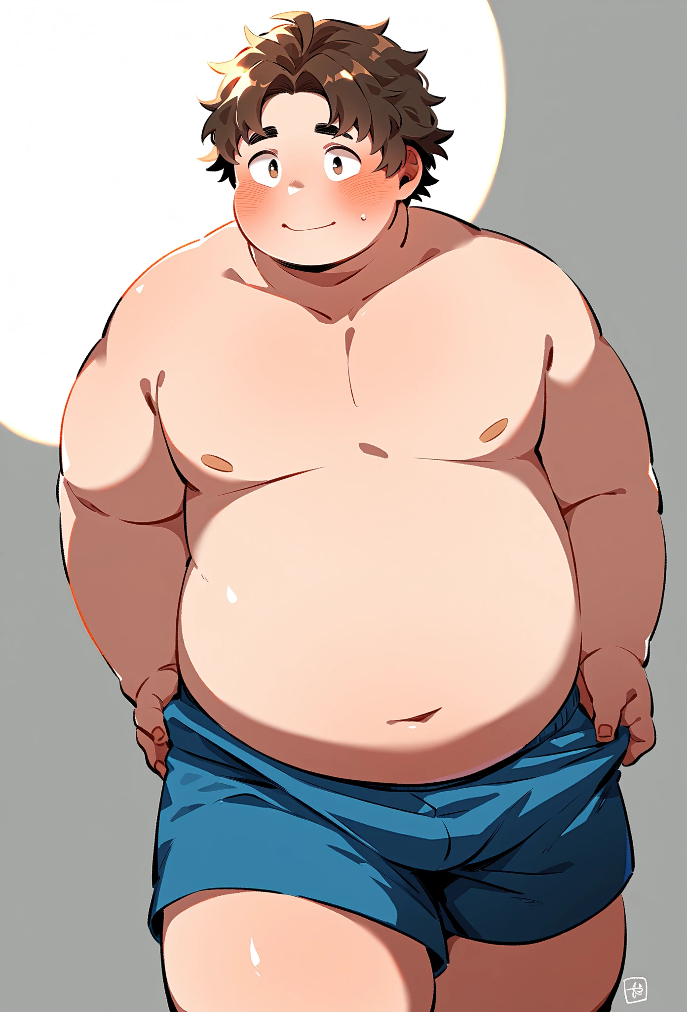 ((androgynous)), beautiful, (very short hair), (pudgy face), nipples, (へそ), ((boyish)), (cute), (chubby), belly, (sexy), (thick), (beefy), (nude), (handsome), muscular, (jockstrap)