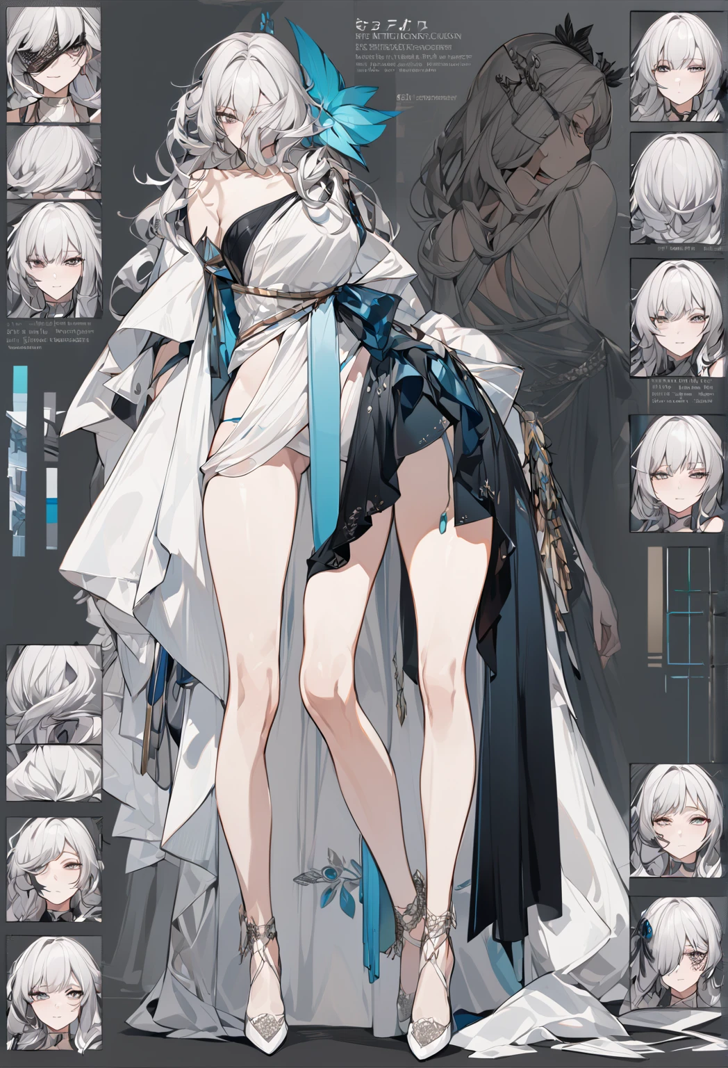 1girll, white see-through bodysuit, (Large breasts), , Highleg panties, High heels(Use it when you want to generate a full-body IMG),