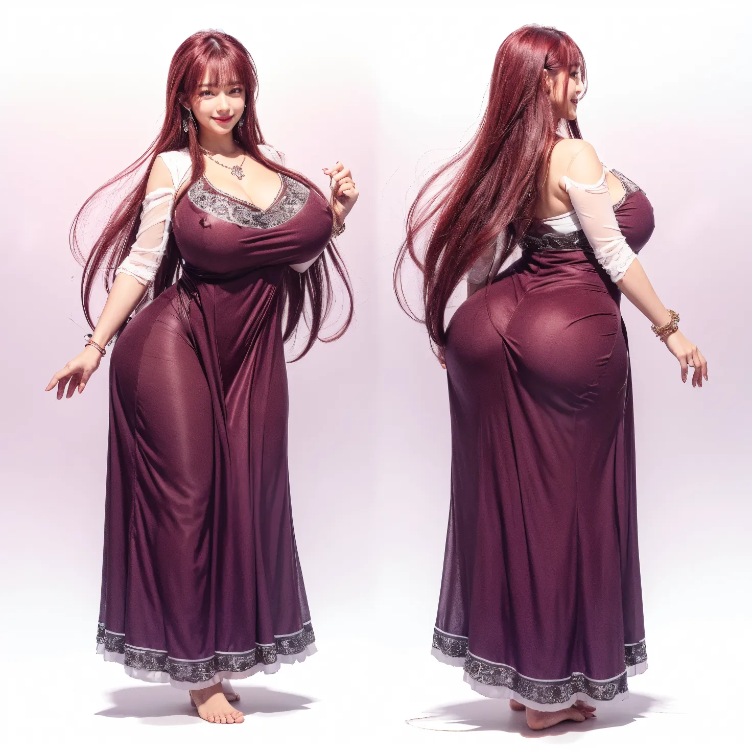 (best quality, ultra-detailed, realistic:1.37),portrait,voluptuous woman,flower,tight dress, Random dress color, passionate look,large buttocks,vibrant colors,soft lighting, standing, full body view, extreme tall, long legs, very tall, tall, 