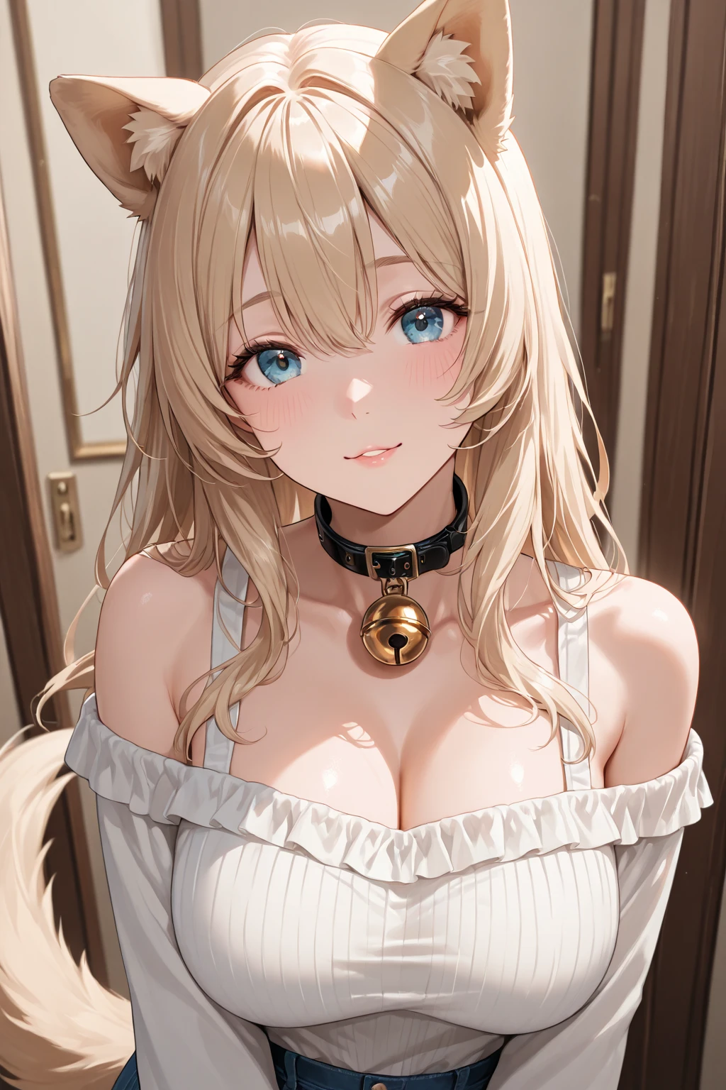 s hair, long hair, Cat ear, blue eyes:1.5), (Medium Breast:1.2),
Relaxation Mini Skirt, Red skirt, White shirt， Setofuku,Low-cut，Cleavage，With eyes closed，
Resting looking at viewer,
Rest indoors, Bedroom rest (masterpiece:1.2), best quality, high resolution, Unity 8k Wallpaper, (illustration:0.8), (Beautiful and delicate eyes:1.6), Extremely detailed face, Perfect lighting, Extremely detailed CG, (Perfect hands, Perfect anatomical structure),