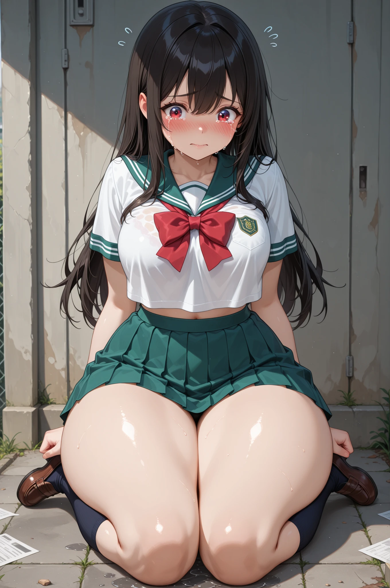 Minami Kotori、lovelive 、One girl in a mini skirt, Sit with your legs wide apart、A seductive smile、Looking down at the viewer, Plump thighs, Highest quality, Focus on the thighs, Spread your legs wide, smile, blazer, blouse, はだけたblouse、Light green panties、Black knee socks, classroom,My crotch is steamy 、Sweaty knee socks、Show the soles of your feet、Sweaty feet、Stain on the pussy line of panties