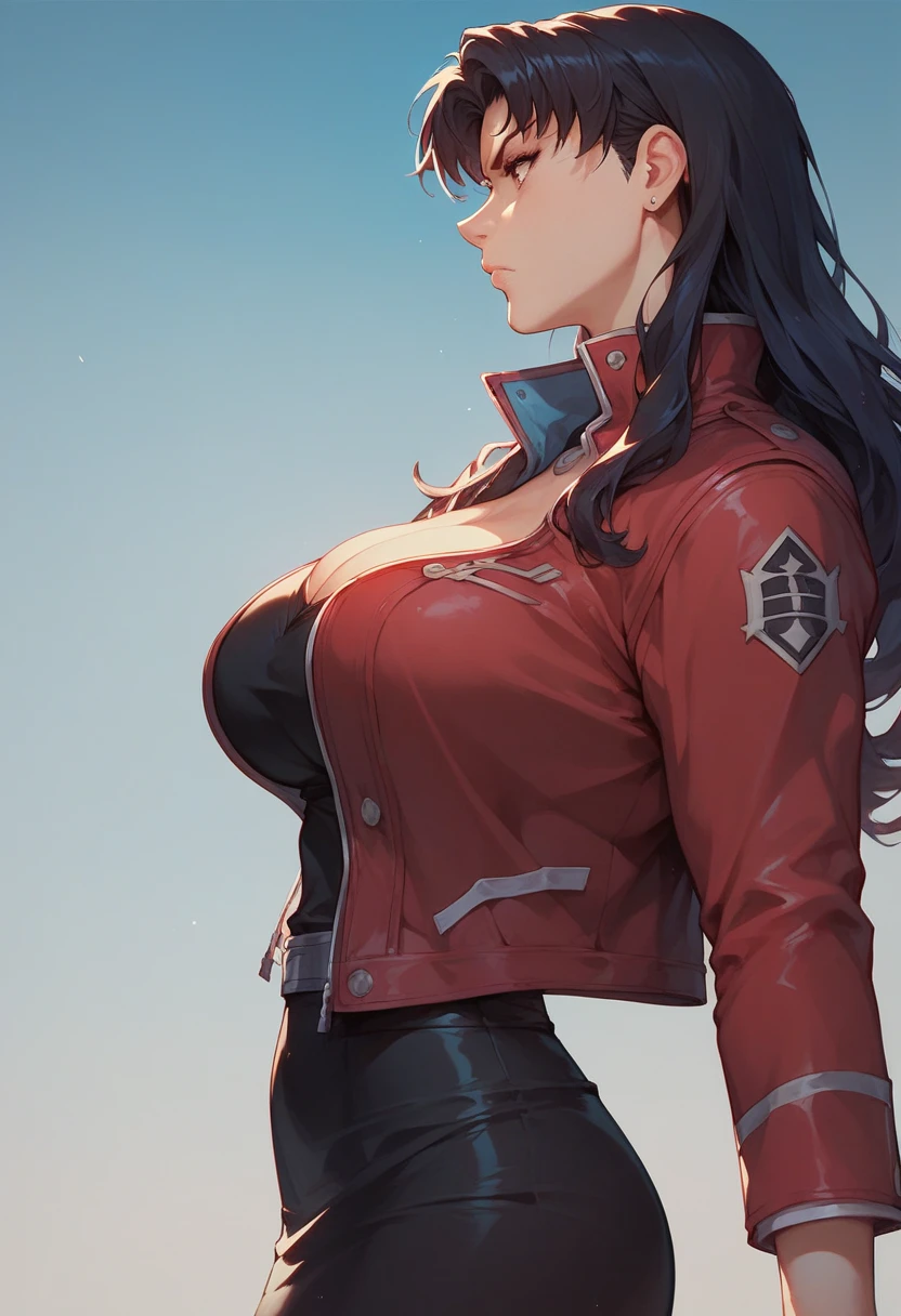 A MILF ， show her butt at viewer , she takes shield and saber blade , The background is the battlefield，black hair color hair，Red sunglasses，Bright red tight combat uniform，microkini，Expose the lower half of the breast，Breast areola , military hat , long coat ,