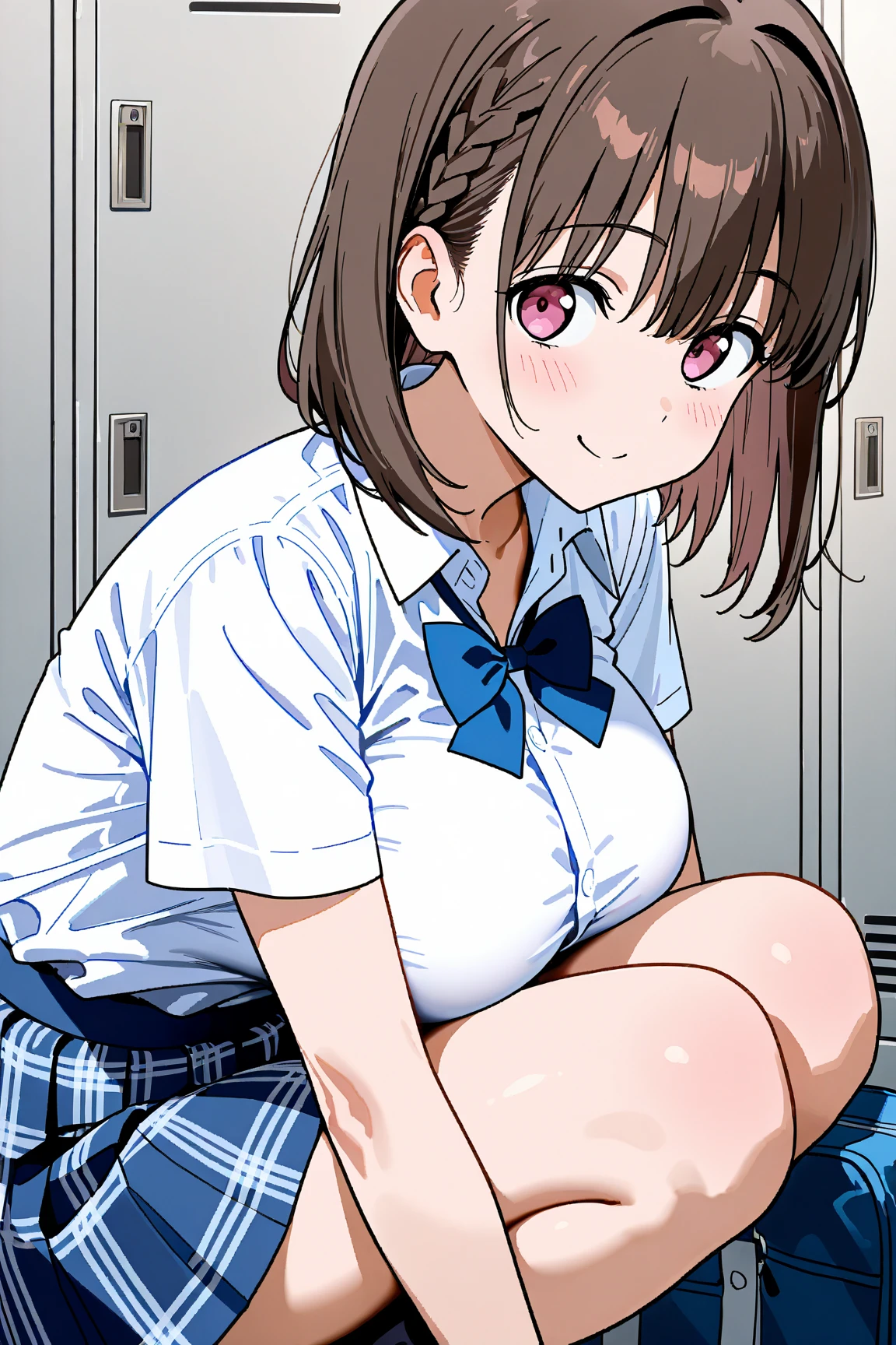 anime screencap, anime coloring, score_8_up, score_7_up, source_anime,rating_explicit, anime screencap, Kitanaga, naked, girl on top, on knees, faint smile, wink, classroom, flat chest, swollen pussy, puffy pussy, looking at viewer, jacket, bottomless, penis, pov, one-piece swimsuit, school_swimsuit, swimsuit aside, smug, blush, 1boy, 1girl, spreading pussy,