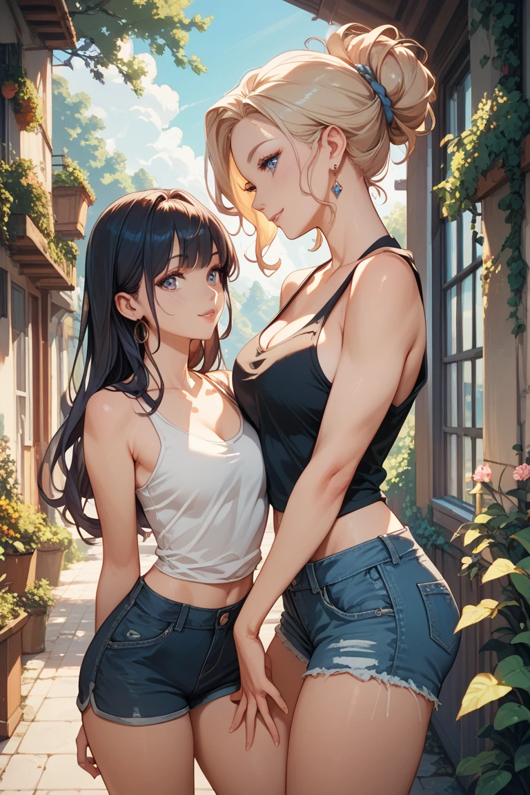 (masterpiece, 最high quality, 超High resolution, Very detailed), (Realistic:1.1, photoRealistic:1.4), Perfect illustration, Perfect lighting,Perfectly detailed hair, Perfect and exquisite face, Perfect collarbone, Perfect body,Juicy breasts, Perfect Thighs, Beautiful legs, View your audience, 1 person,Perfect Face, (Perfect Anatomy, Anatomically correct), Symmetrical face、((Shiny Hair)),Sexy Body、(masterpiece),(最high quality:1.3),8k,Very clear,(Ultra-realistic),Captivating woman,(high quality, High resolution, The finer details), Realisticなスタイルの女性,Juicy breasts、Perfect Woman、Perfect Face、Symmetrical face、Baby Face、((Big breasts))、blush、((Juicy lips))、Cowboy Shot、(((Blonde ponytail)))、((Large, double-set black eyes、Long eyelashes))、(Red Makeup)、((((Young Mom)))、((Yankee)))、(((Bad mother))、(((Micro Tank Top)))、(((Micro Shorts)))、((Gal Mama))、(Healthy and well-developed body)、(((Back view、look back)))、((Naughty ass))、(Outdoor、On the road)