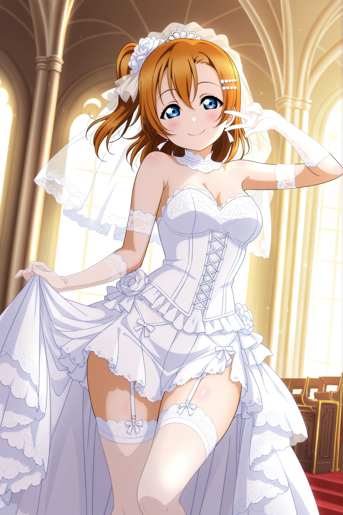 (masterpiece)), (8k, high_resolution), (distinct_image),((1girl, solo)), (best quality), (meitantei conan \(style\), detecive conan \(style\), meitantei conan), solo, beautiful eyes and detailed face, (cowboy shot) ,((1girl, solo)), (cowboy shot), ((short hair, hair band, forehead)), ((detailed wedding dress, wedding dress, tiara:1.3)), <lora:sonoko-22:0.8>, (smile, laughing)