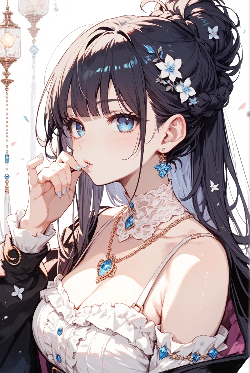 ((最好质量))、((巨作))、((ultra-definition))、(illutst)、(Fine light)、(Extremely delicate and beautiful)、(((独奏)))、a 1 girl、(((a beautifulchi girl) )))、((Best Quality, High_resolution, Distinct_image)),(Black hair), (Black cat ears), (Ahoge), (absurdly short hair), (Wavy hair), (Blue Eyes),Fashionable background、weddingdress、body complet、Wearing a tiara、Ring on left ring finger、