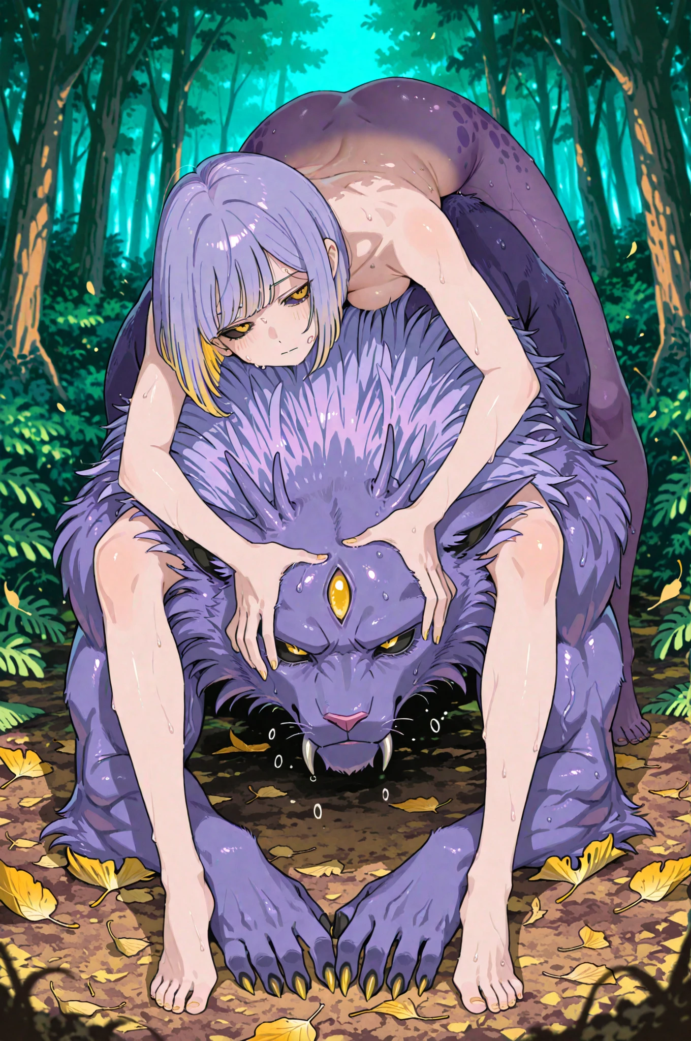 ((1 girl,))japanese,,nsfw,, ahoge,short black hair,nude,dog bestiality,sex,tentacle sex