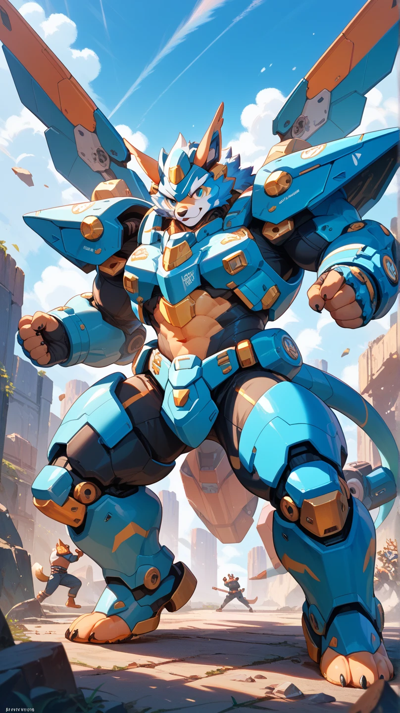 (masterpiece. official art. 8k. best quality. detailed full body. full body.)

(situation 1 : dominating Solgaleo. Solgaleo is over 1000 meters long. focus GIANT mechanical Muscular Solgaleo is trampling the city. Looking down. macro. stomp. Low-angle perspective. emphasizing the immense size. raising his leg about to stomp tiny city. low angle.)

(situation 2 :smoke and flames rising from the destruction in the city)

(Additional details 1: wearing a full-face helmet. high-tech bio-mecha armor. real texture material. whole body shines like metal. Wearing cyberpunk mecha. emphasizes the muscles. suit fully made of metal. intricate armor. Robotic suit. suit fully made of metal. cyborg. Powered exoskeleton with the same design as Solgaleo).

(Additional details 2: (Detailed head. Detailed Body. Detailed abs. gigantic muscles. HYPER MUSCLES. Gigachad Muscular. big muscle. pecs. triceps. traps. unusually developed muscular body. body full of huge muscles. showing off muscles. pectorales enormes. Exaggeratedly huge muscles. huge muscles. long legs.).

(Additional details 3: Spread wings. It has wings. have big wings. The claws are sharp. Sharp teeth. 5 toes.).

(Additional details 4: black color hyper penis. hyper black penis. big penis)

(Additional details 5: focus GIANT Solgaleo. Solgaleo's focus GIANT robot. gundam.)
The white part turns golden yellow.