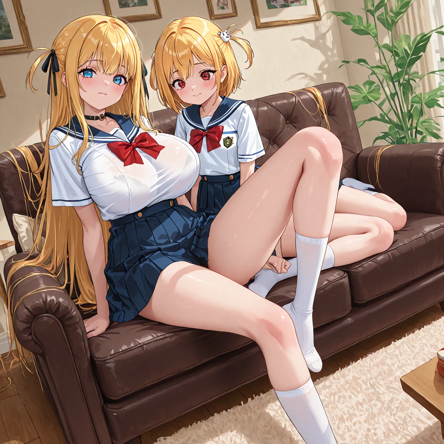 (nsfw)  Junior High School Blonde, Large Breasts Bared

In 8K resolution, a high-definition RAW color photo captures the image of a young blonde-haired girl, a junior high school student, with a seductive allure. Her face boasts intricate, detailed features, a sharp nose, and twinkling blue eyes framed by long, curled eyelashes. Her youthful innocence contrasts sharply with her mature, provocative pose.

Sweat trickles down her neck as she stands in the dim light, her skin glistening wet and shiny. Her large breasts are exposed, the nipples showing prominently,