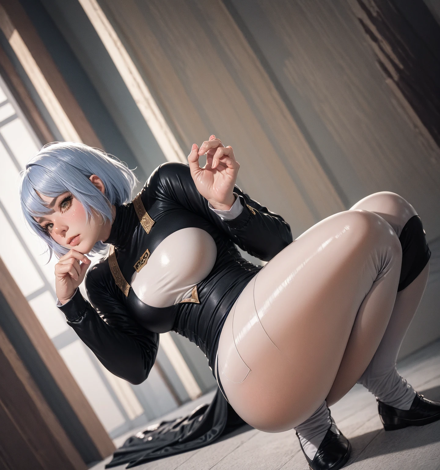 spread legs, knees to chest, hands on own thighs, pussy, navel, 1girl, blush, solo, (smiling:0.6), lying on back,
<lora:2B:0.8> 1girl, 2_b, white hair, short hair, solo, hairband, gloves, katana, thigh boots, blindfold, sitting on floor,
<lora:masturbation_female:1.05> (shlick:1.1), (female masturbation:1.1), (fingering:1.1), solo, spread legs, completely nude
(mystical tattoo:0.9), ((narrow waist)), skinny, thin, fit body, (muscular:0.5)
cowboy shot,
<lora:Pussy_Alicia_v01:0.7> raw photo, spread pussy a, pussy, detailed pussy
In cyberpunk, futuristic clean dark gothic brothel,
BREAK,
good hands, detailed hands, anatomical hands,
beautiful composition, masterpiece, fantasy, sexy, <lora:weight_slider_v2:-0.1>, petite, soft glow <lora:l_sbtl_sd_cap_8:0.9> photo, with, woman, tanlines, naked, from, sunburn, minor, pants, down, nsfw, (volumetric lighting), (dynamic lighiting), godrays, Rembrandt lighting, real shadows, intricate detail, photorealistic, photograph, photo, dlsr, Fuji Film, extremely high detail
