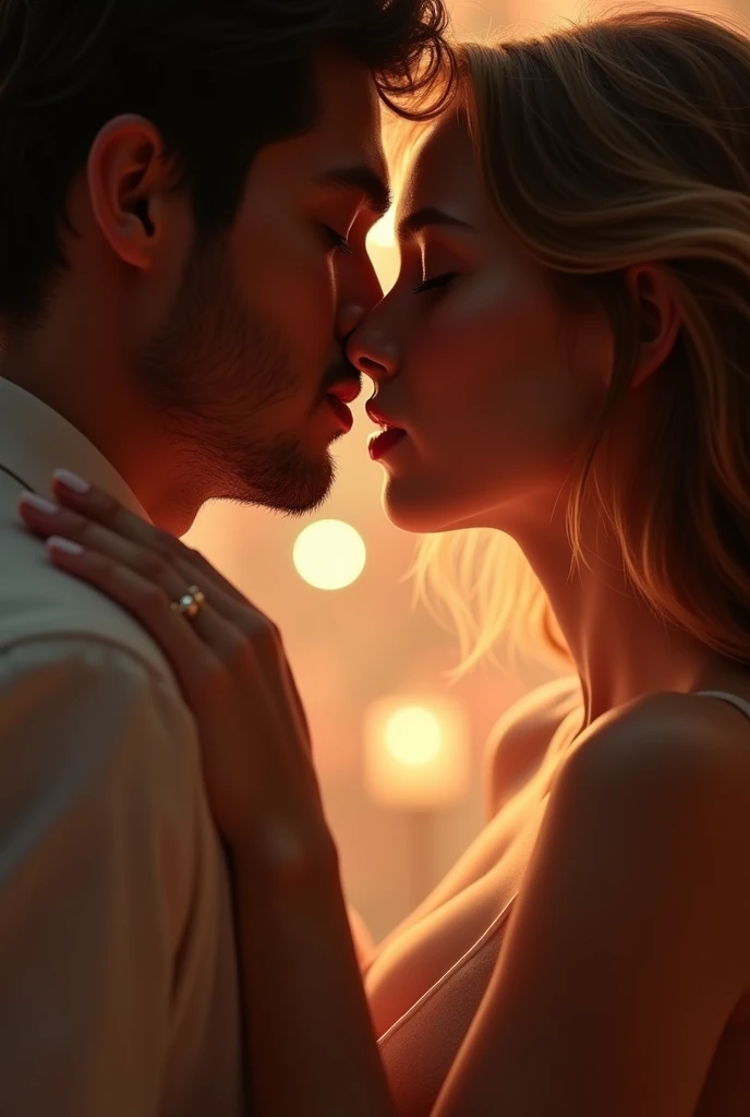 Young couple kissing, 1boy and 1girl, profile, volume light, shadow, best quality, ultra-detailed, adorable, 8k, 4k, 2k