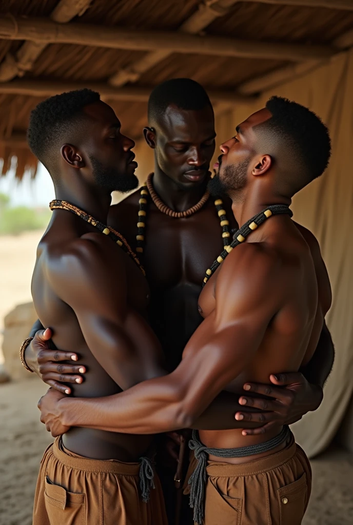 view of two 65 year old men, the other a 30 year old strong black man, in a lake,  naked with firm and voluminous buttocks covered in sperm from the other, enjoying the view of the lake, bottom boats and fishermen